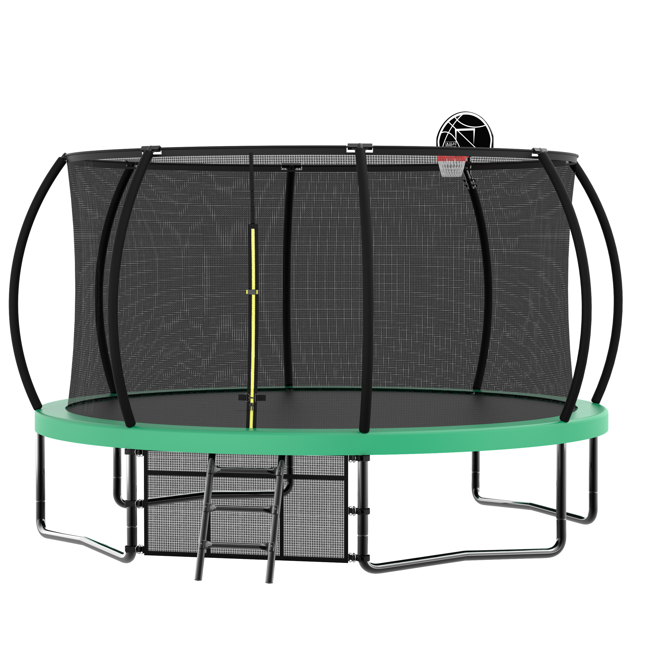 14FT Recreational Kids Trampoline with Safety Enclosure Net & Ladder, Outdoor Recreational Trampolines