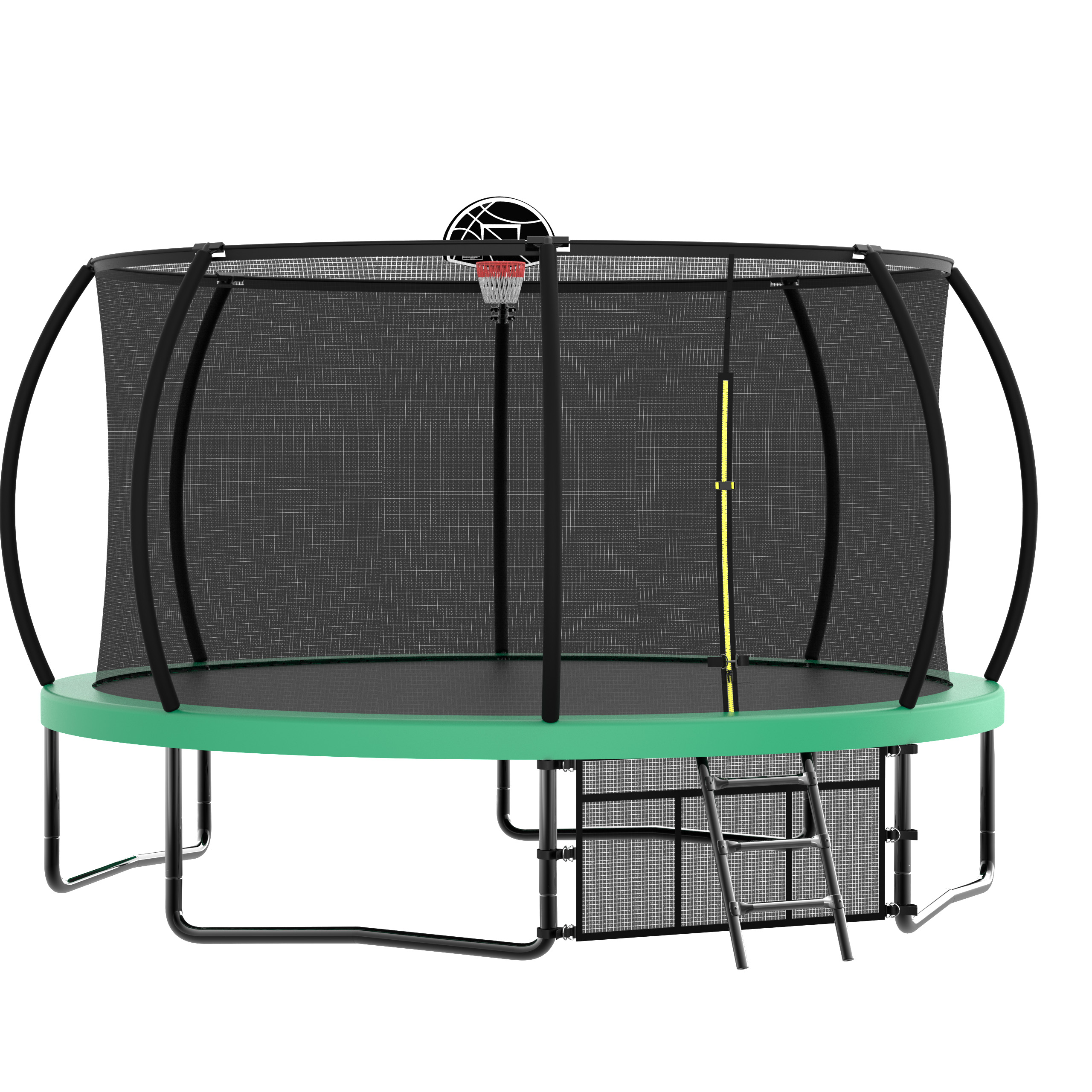 14FT Recreational Kids Trampoline with Safety Enclosure Net & Ladder, Outdoor Recreational Trampolines