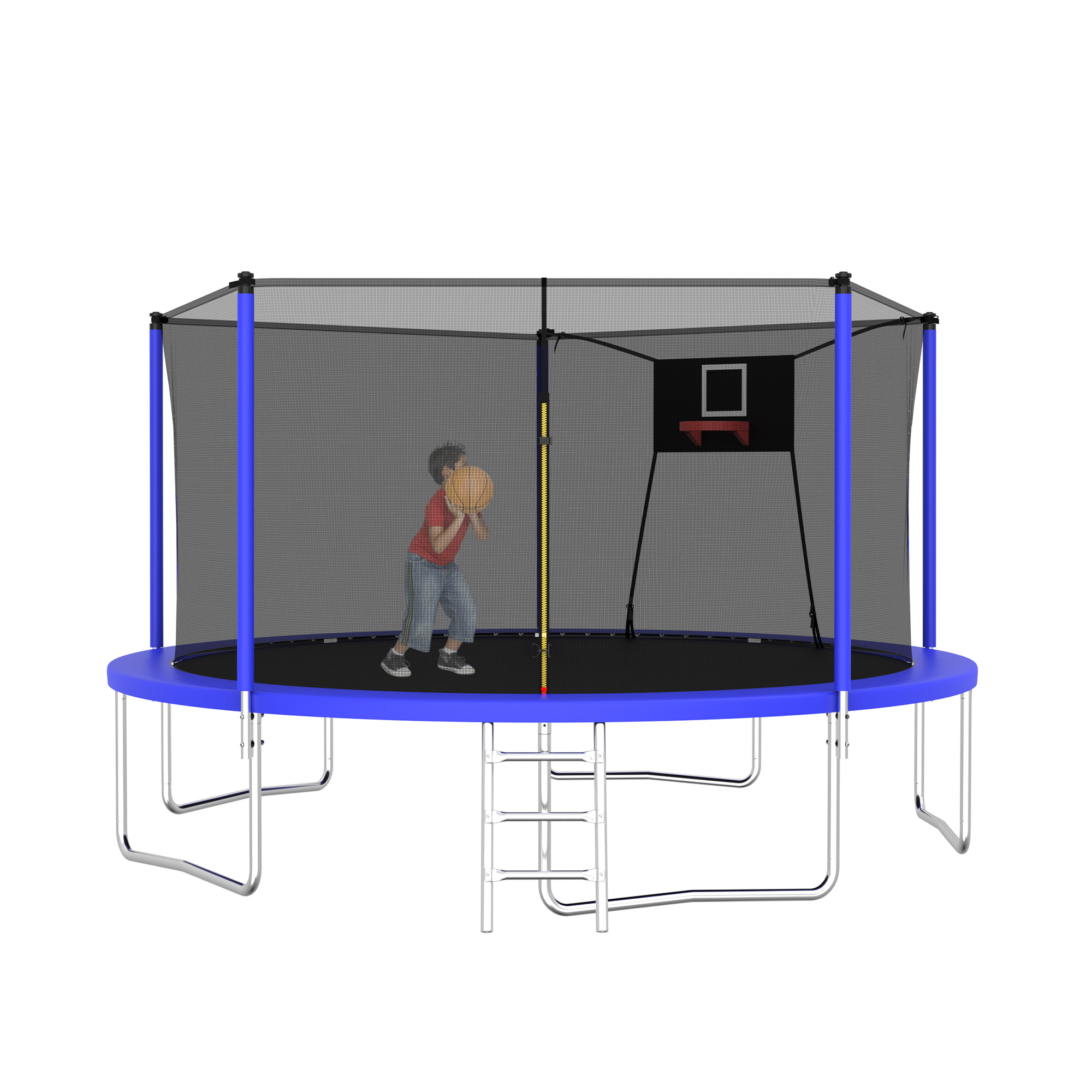 14FT Trampoline Set with Swing,Sports Fitness Trampolines with Enclosure Net, Recreational Trampolines for Outdoor Indoor