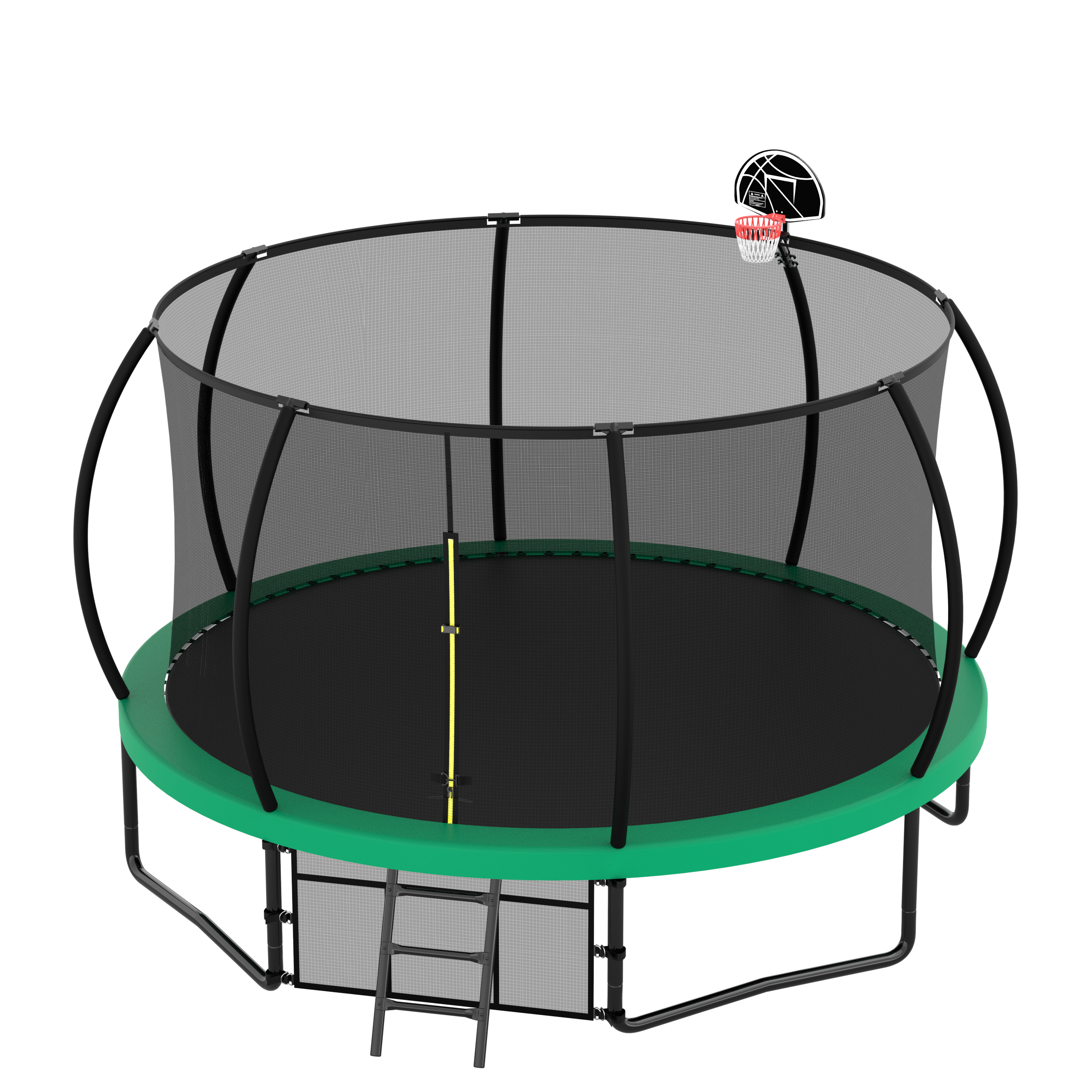 12FT Recreational Kids Trampoline with Safety Enclosure Net & Ladder, Outdoor Recreational Trampolines