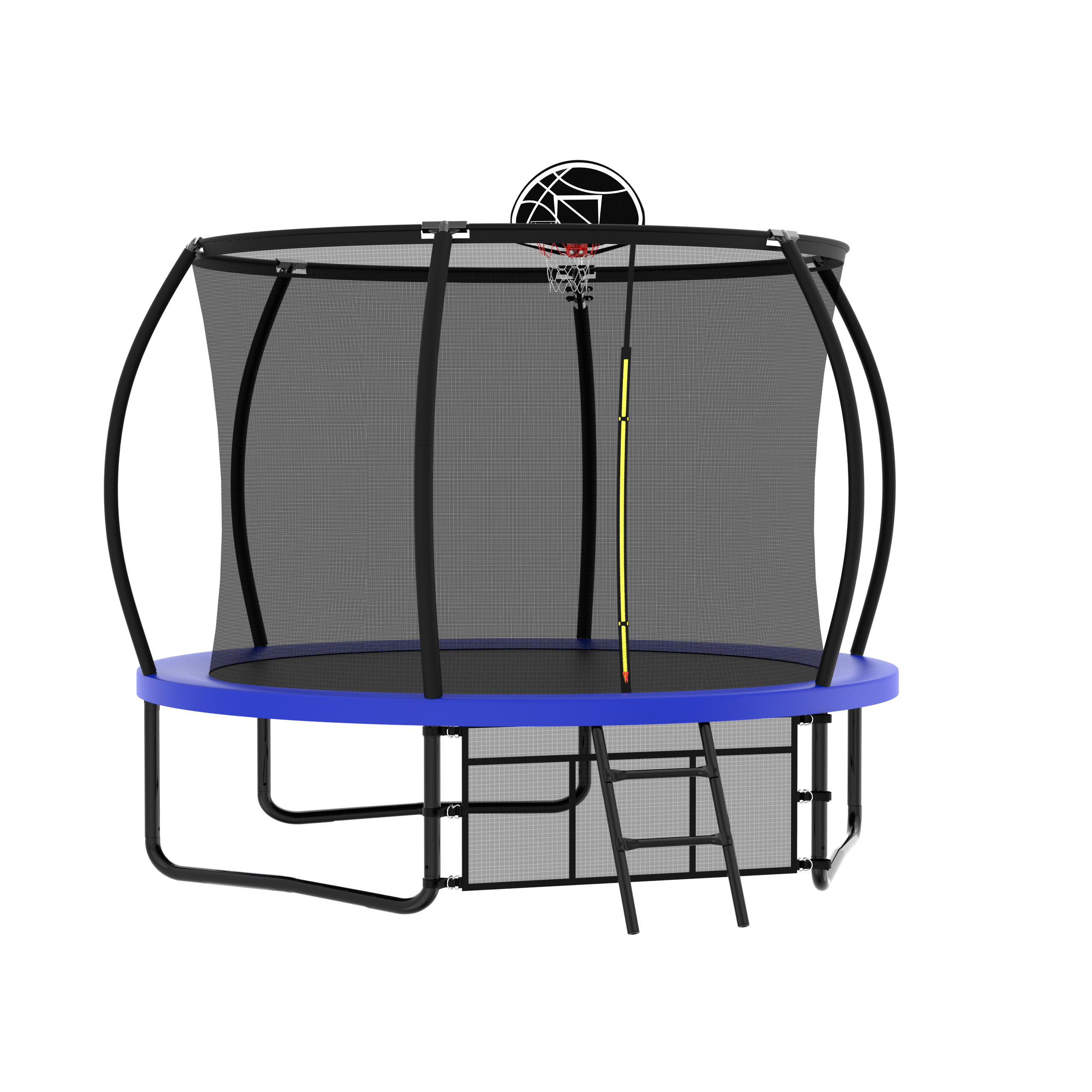 10英尺南瓜弹簧床，带篮球筐、围网和梯子的室外弹簧床