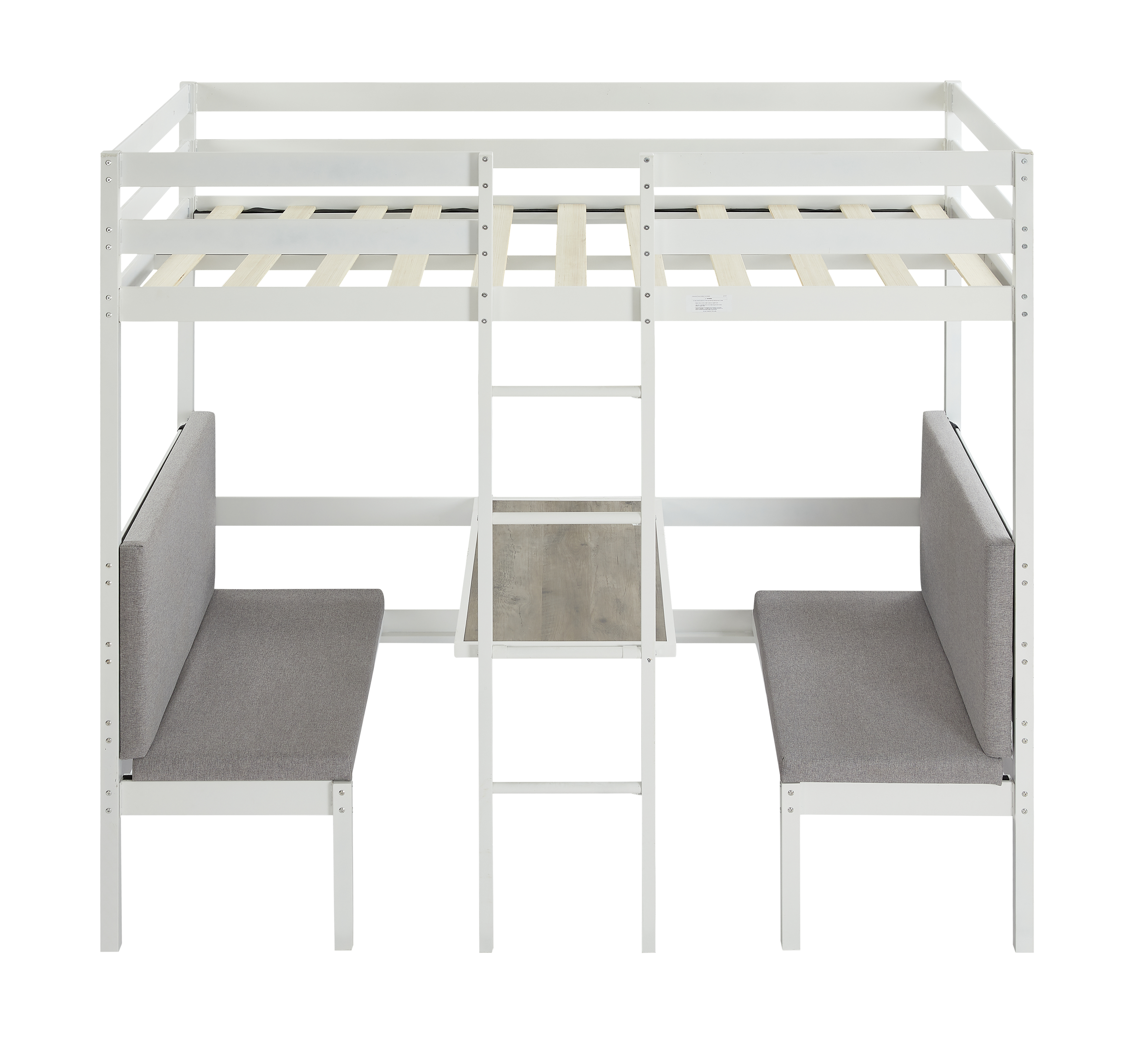 Twin Over Twin Bunk Beds Can be Turn into Upper Bed and Down Desk, Cushion Sets are Free. White,79''L x 40.9''W x 79''H.