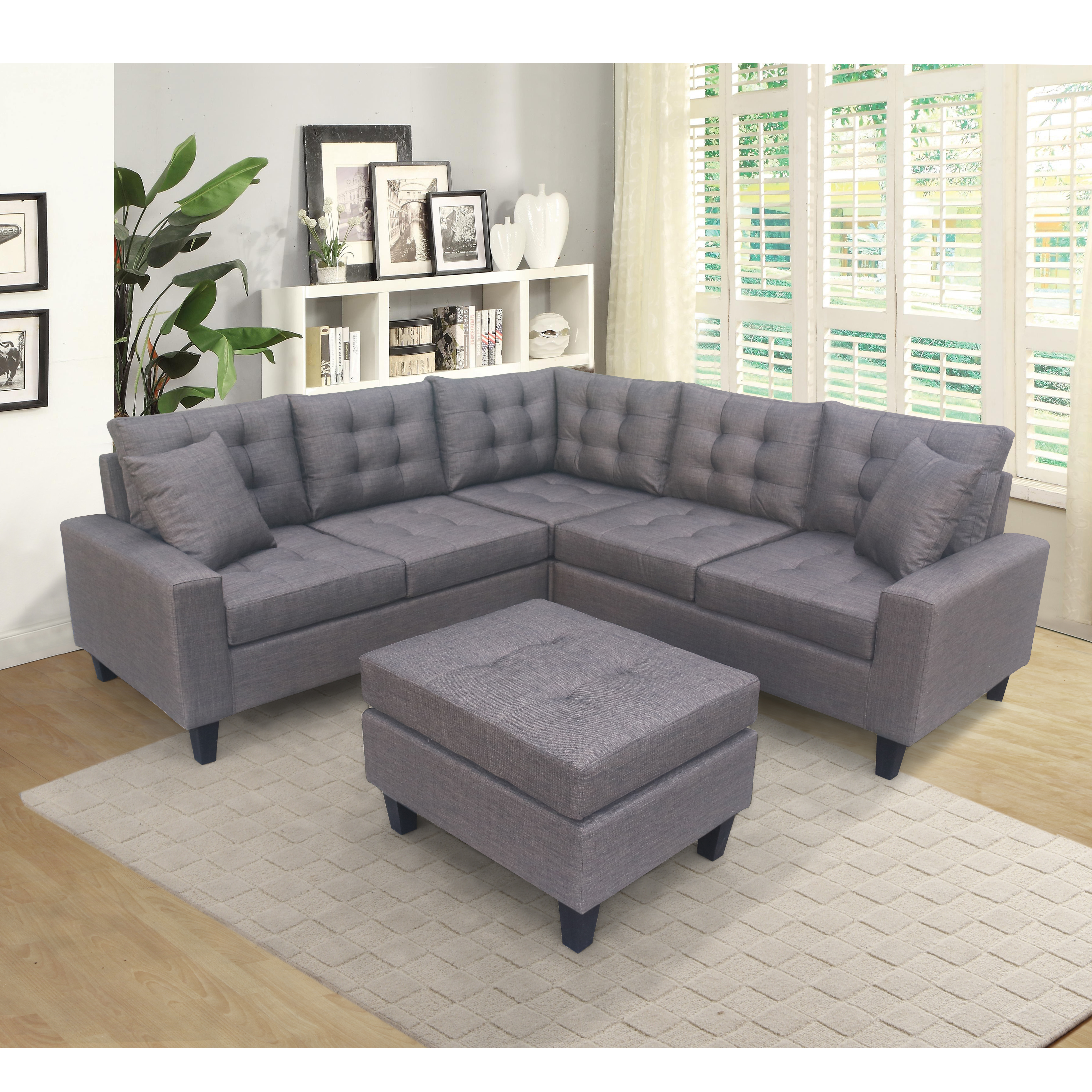 Sectional Sofa Set  for Living Room with  Chaise Lounge and  Ottoman-Boyel Living