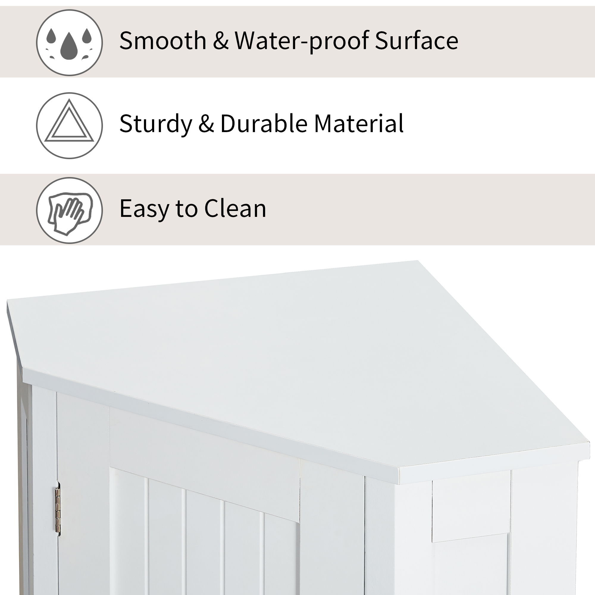 White Bathroom Cabinet Triangle Corner Storage Cabinet with Adjustable Shelf Modern Style MDF Board (Old SKU:WF291477AAK)