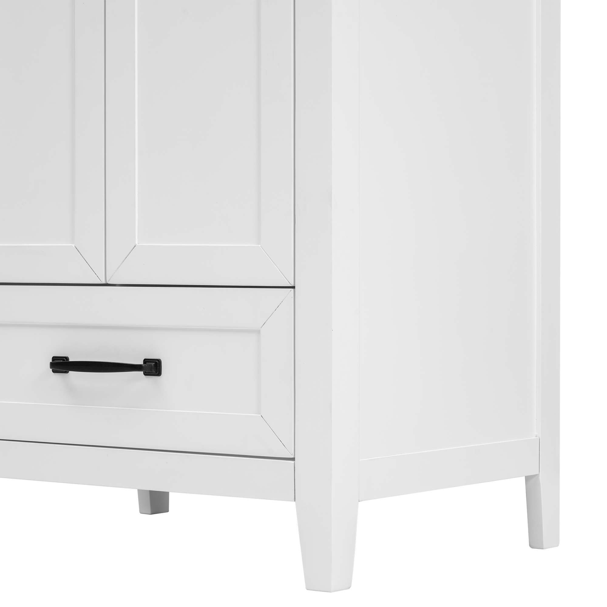 24" Bathroom Vanity with Sink, Bathroom Vanity Cabinet with One Drawer and Doors, Solid Wood and MDF, White