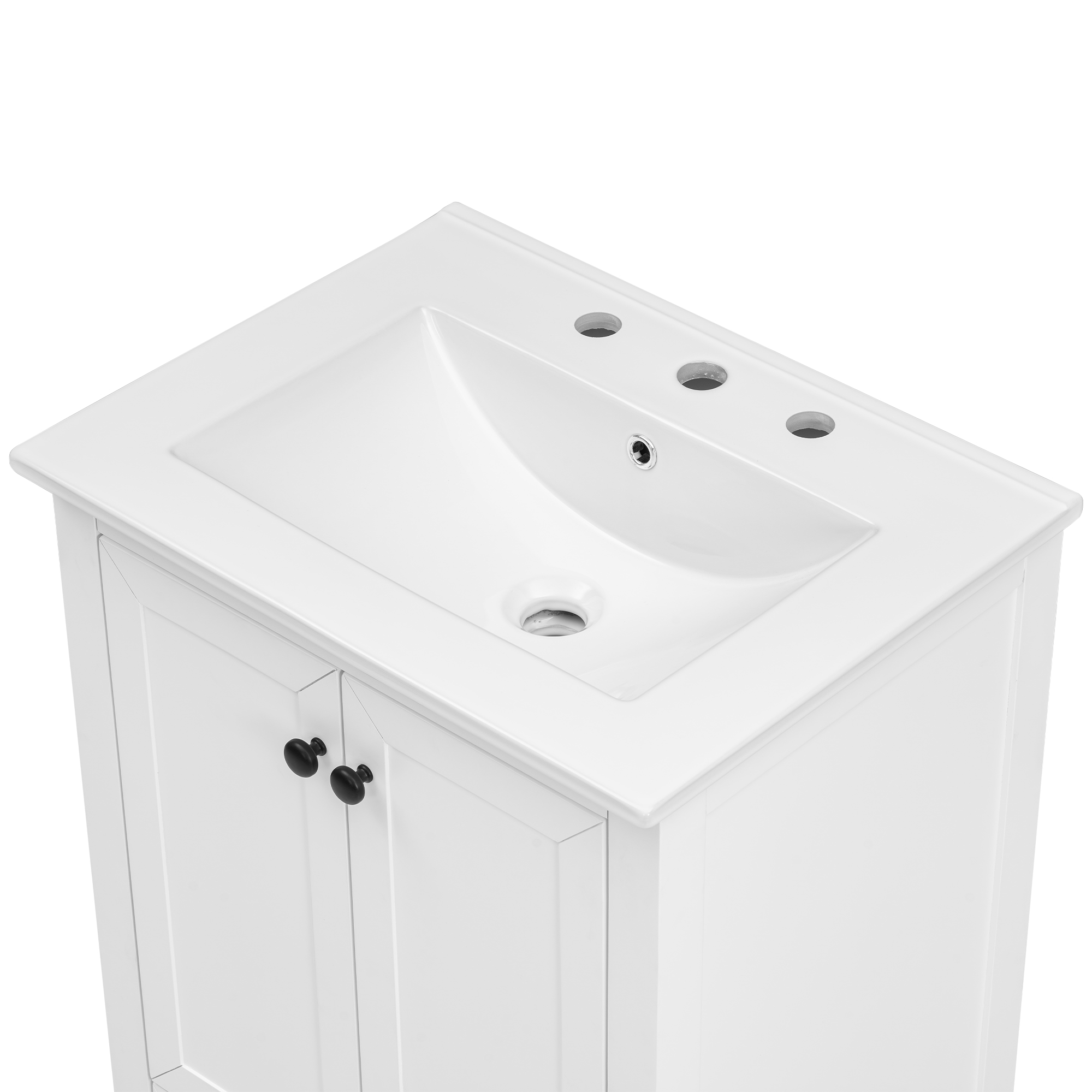 24" Bathroom Vanity with Sink, Bathroom Vanity Cabinet with One Drawer and Doors, Solid Wood and MDF, White