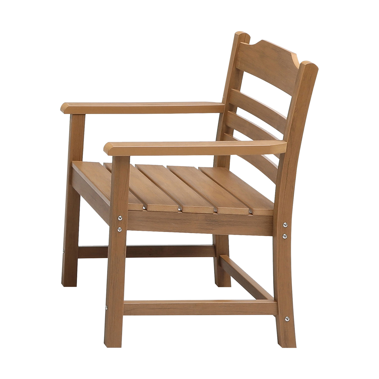 Patio Dining Chair with Armset Set of 2,  HIPS Materialwith Imitation Wood Grain Wexture chair for Deck Pool Backyard, Teak