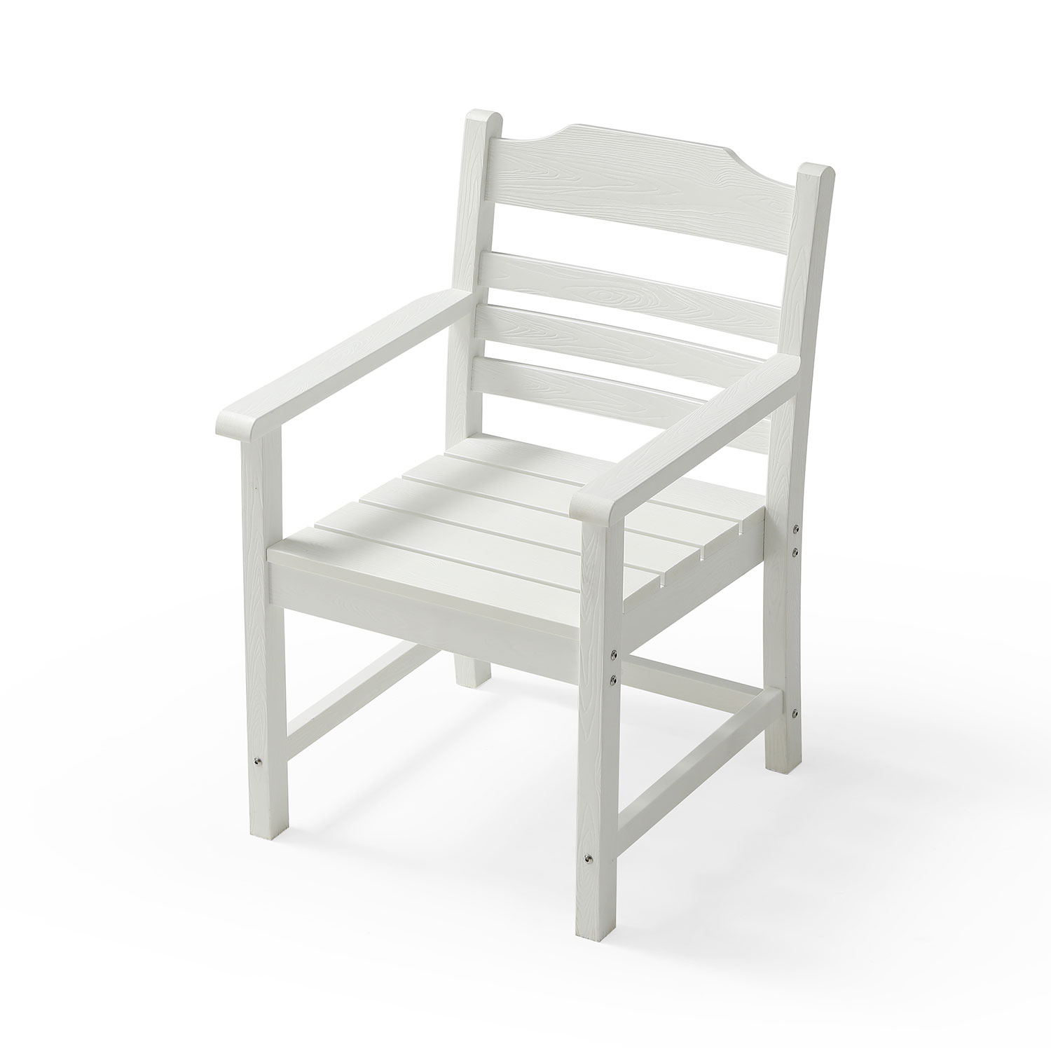 Patio Dining Chair with Armset Set of 2, Pure White with Imitation Wood Grain Wexture,HIPS Material