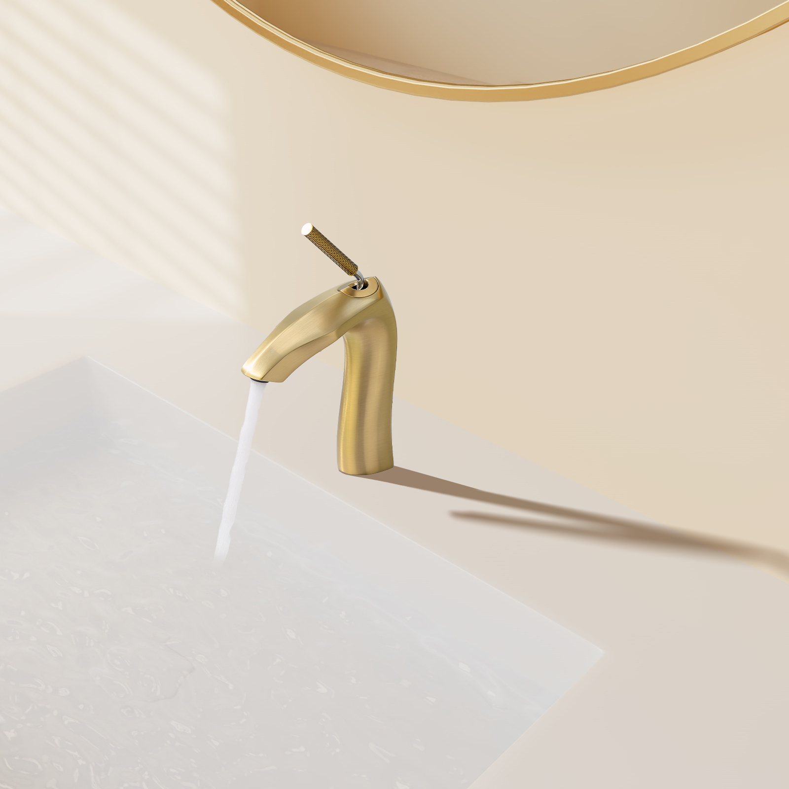 Brushed Gold Single Handle Lavatory Basin Sink Faucet