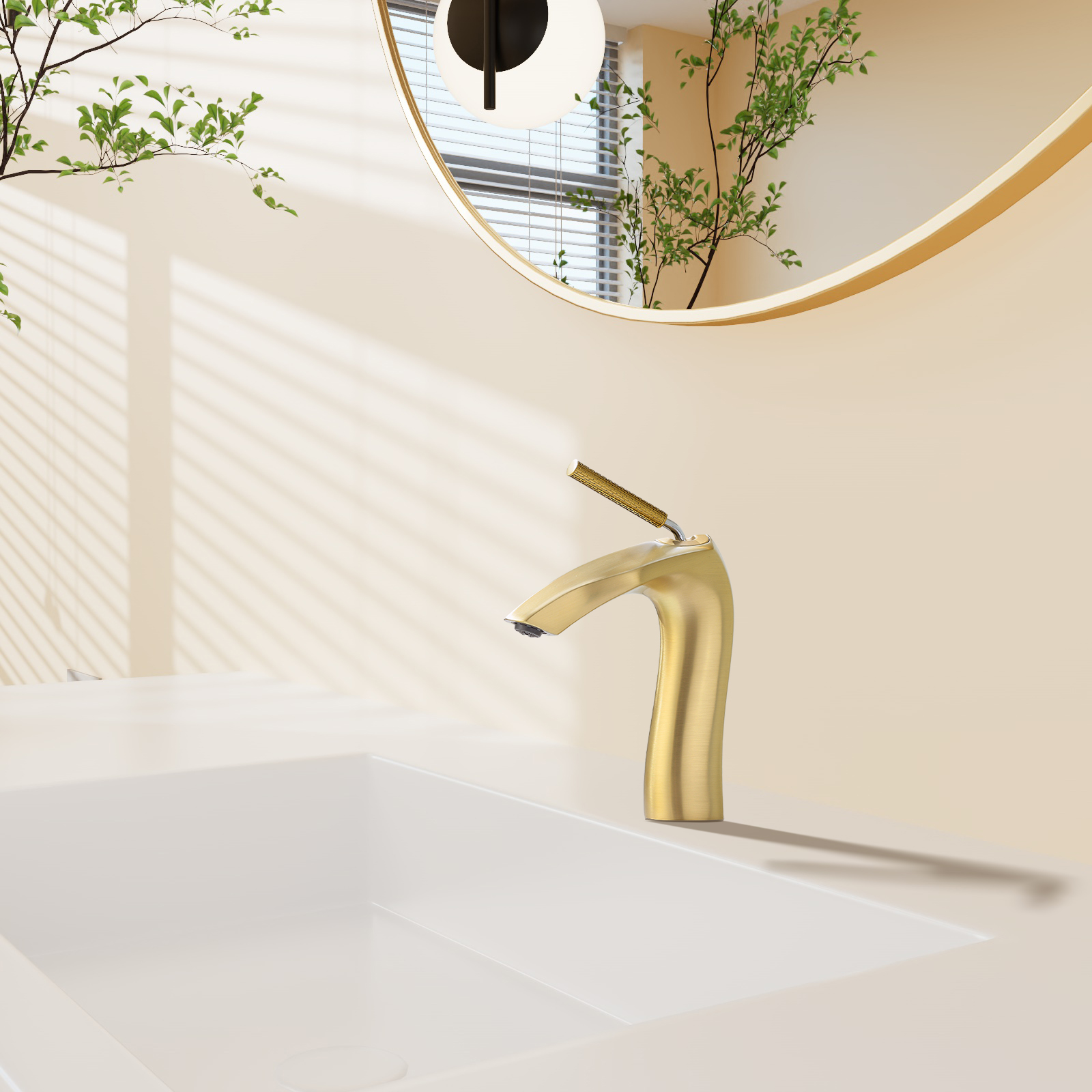 Brushed Gold Single Handle Lavatory Basin Sink Faucet