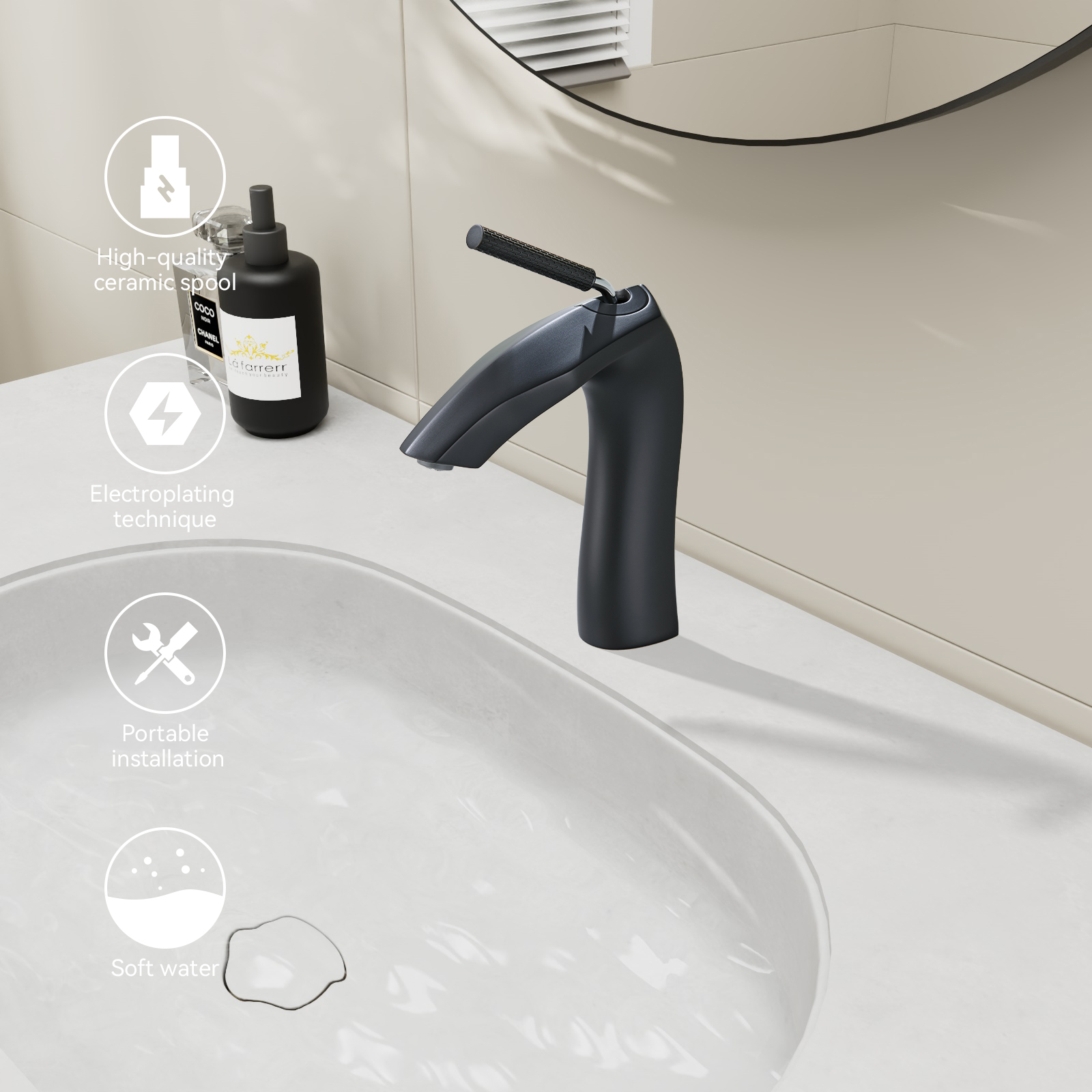 Matte Black Single Handle Lavatory Basin Sink Faucet