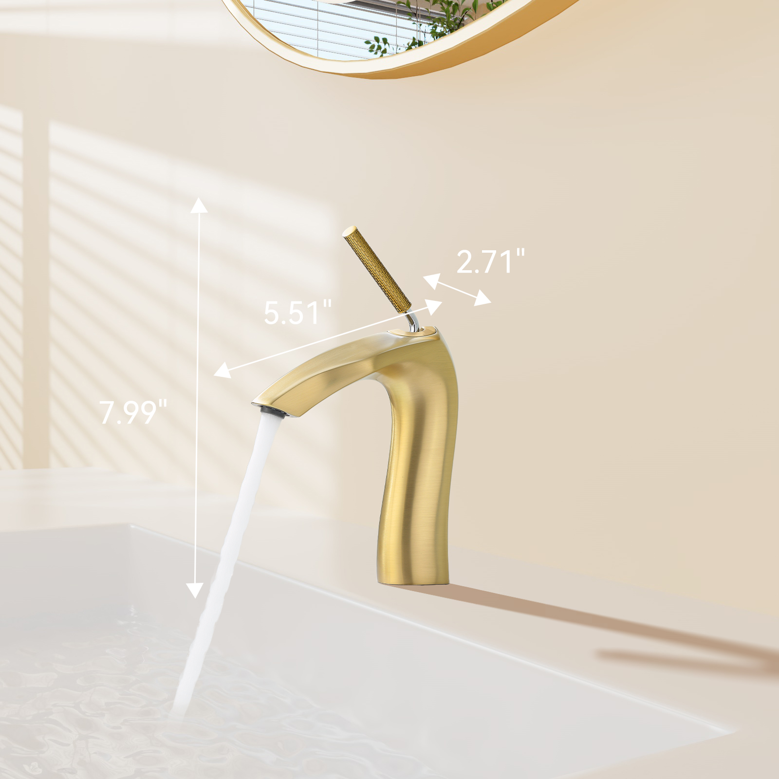 Brushed Gold Single Handle Lavatory Basin Sink Faucet