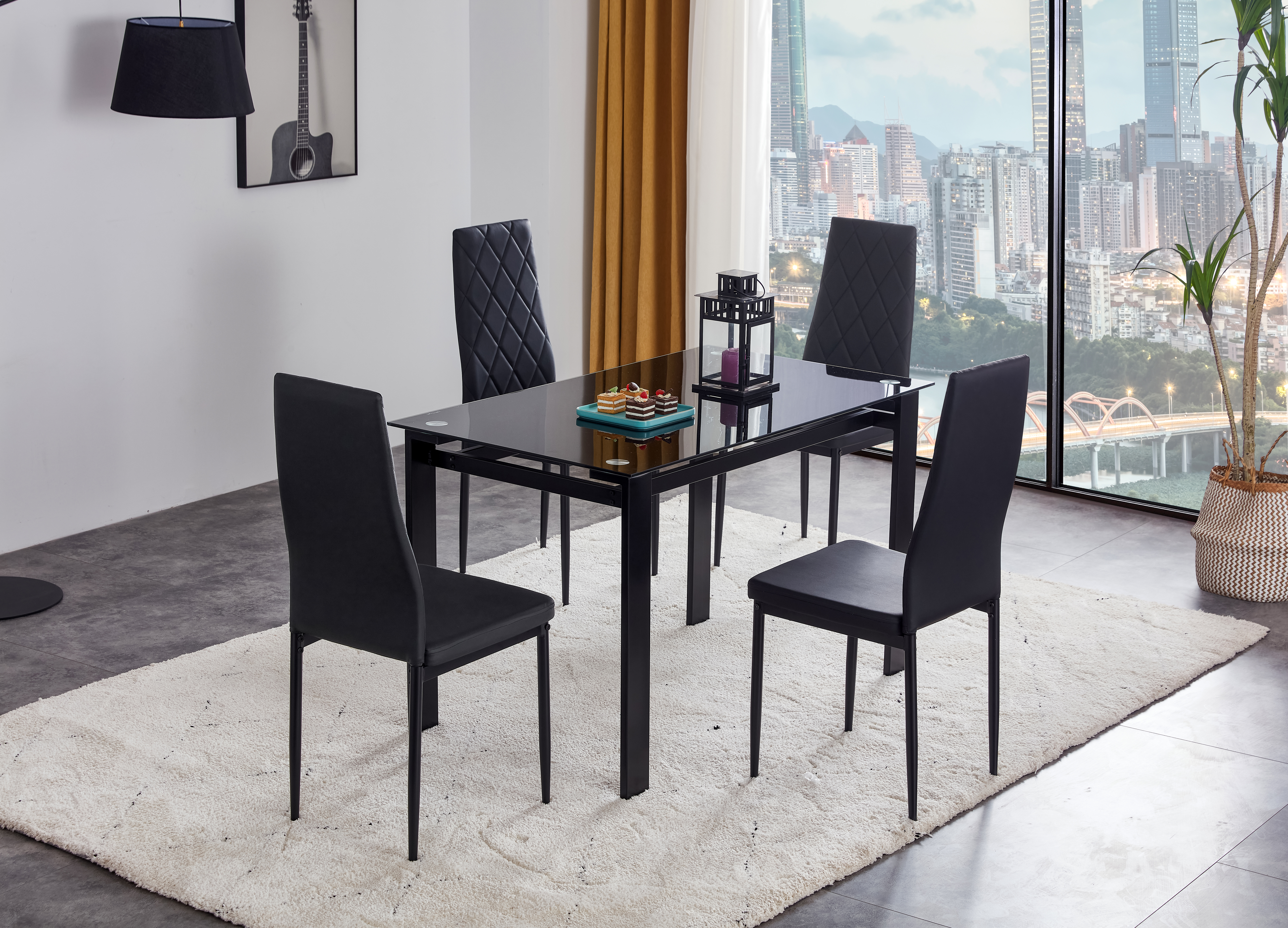 5-piece dining table set, dining table and chair for 4-Boyel Living