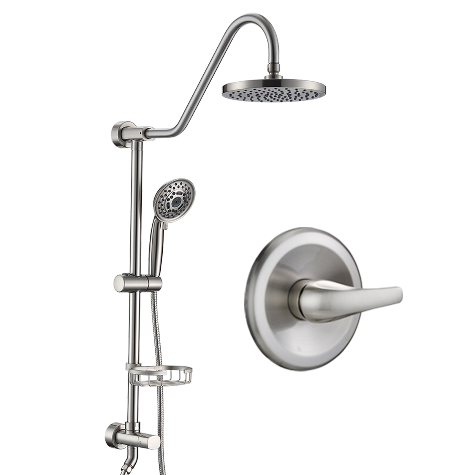 Shower Head with Handheld Shower System with 8" Rain Shower Head (Rough-in Valve Included)