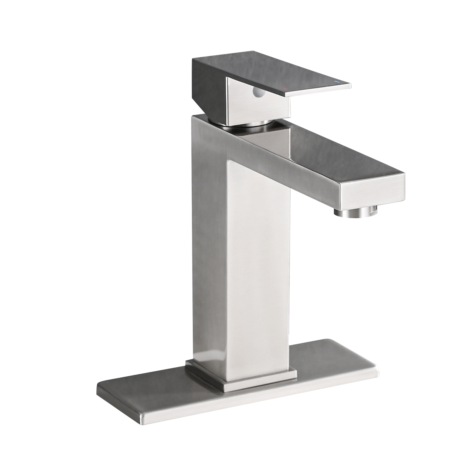 Bathroom Faucet Single Hole, Single Handle Stainless Steel Faucet for Bathroom Sink with Deckplate and Drain Assembly