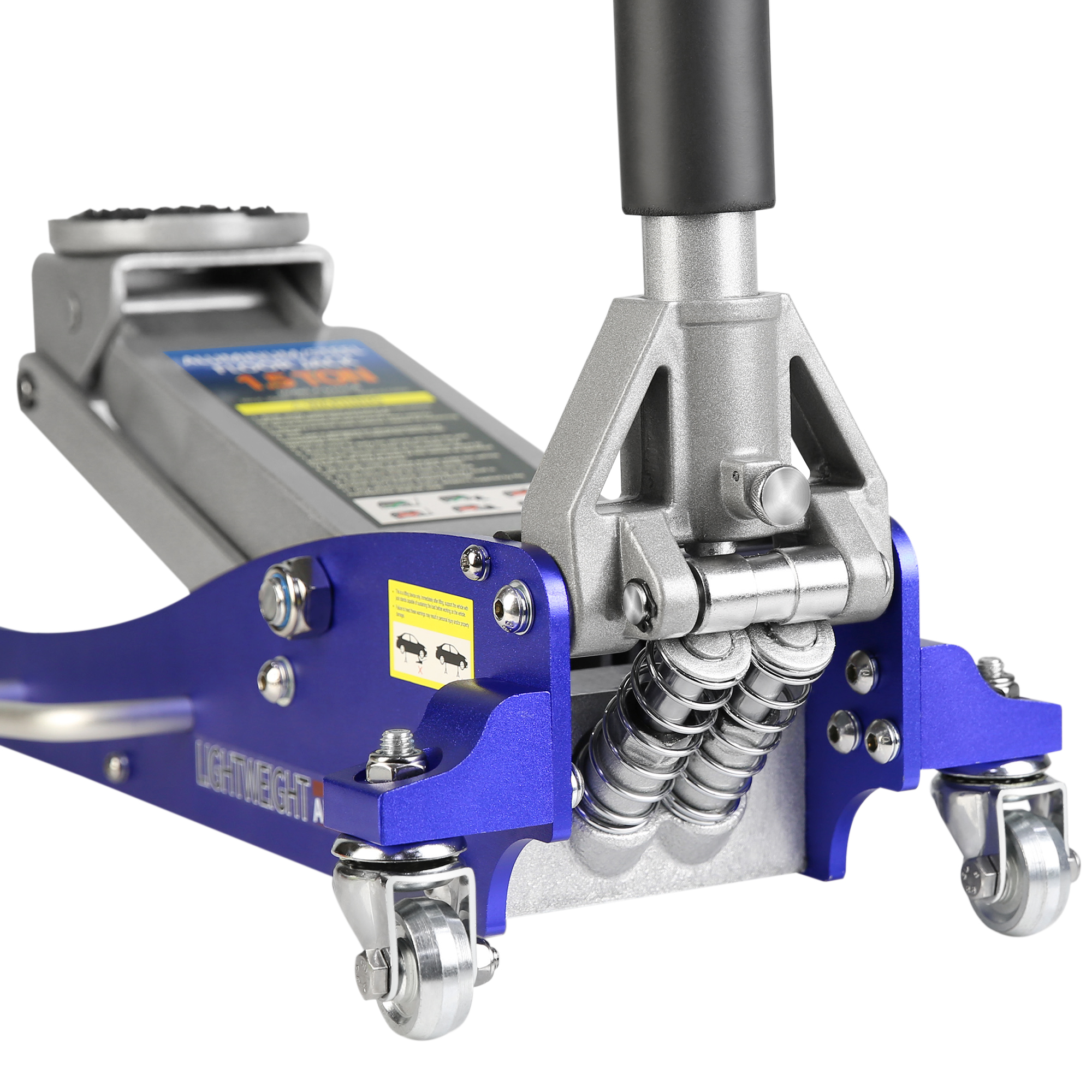 Hydraulic Low Profile Aluminum and Steel Racing Floor Jack with Dual Piston Quick Lift Pump, 1.5 Ton (3,000 lb) Capacity, Blue