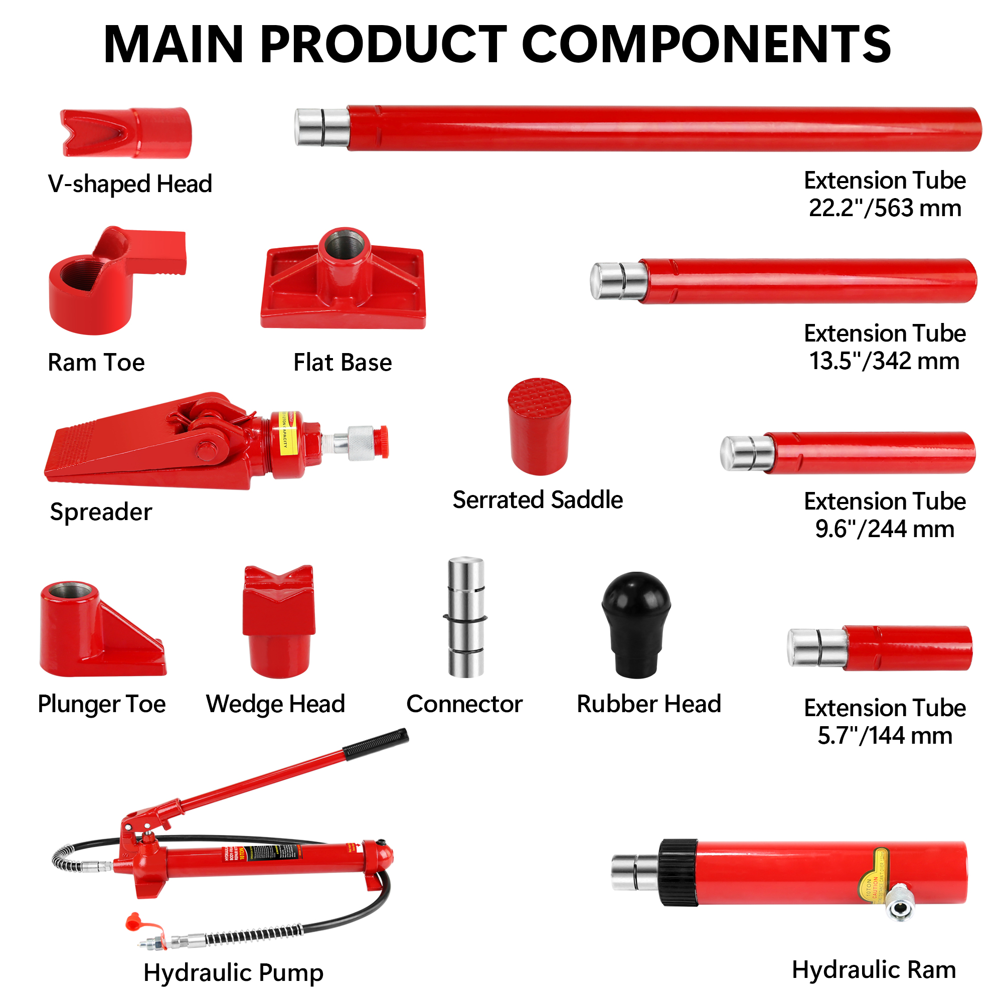 Power Hydraulic Ram Cylinder Jack: Single-Acting Mini Jack, Porta Power Kit, Stroke for Shipbuilding, Bridge, Construction, Precision Machinery, Small Spaces - 10 Ton Capacity