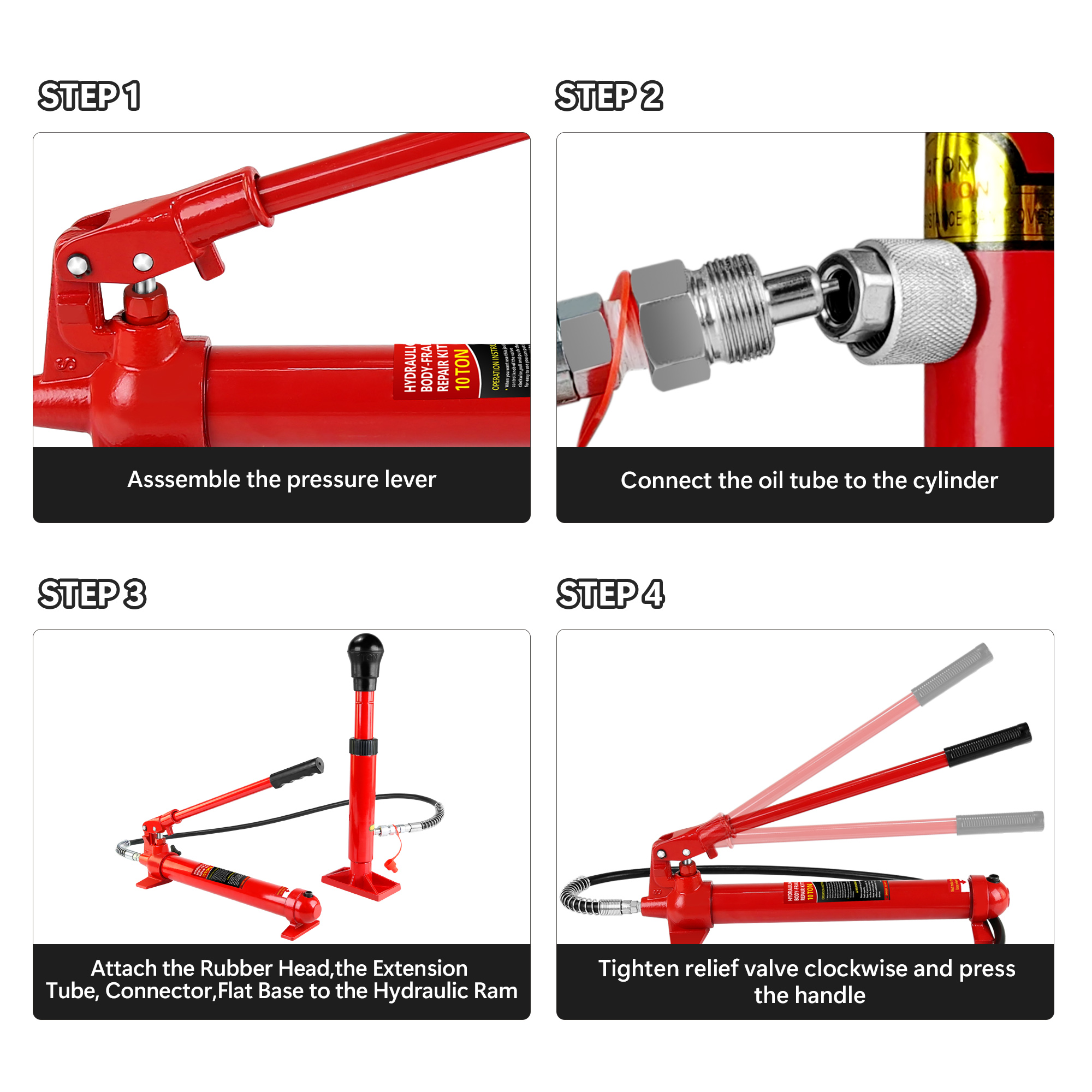 Power Hydraulic Ram Cylinder Jack: Single-Acting Mini Jack, Porta Power Kit, Stroke for Shipbuilding, Bridge, Construction, Precision Machinery, Small Spaces - 10 Ton Capacity