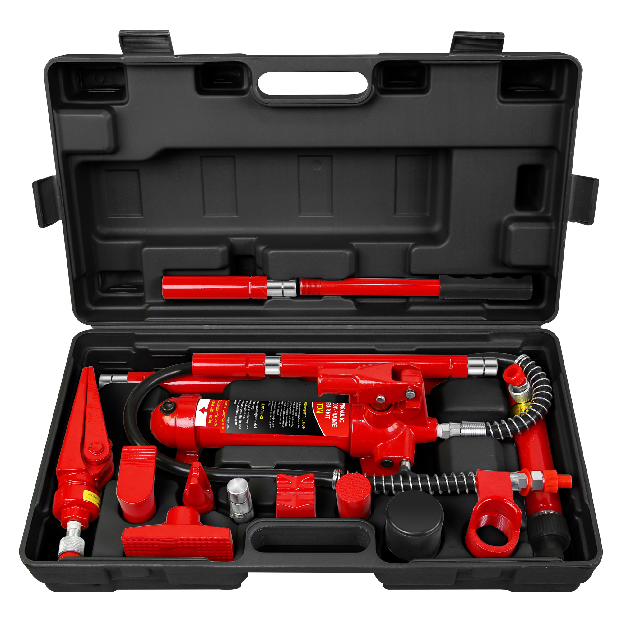 4 Ton Porta Power Kit, Portable Hydraulic Jack with Oil Hose, Auto Body Frame Repair Kit with Storage Case for Car Repair, Truck, Farm