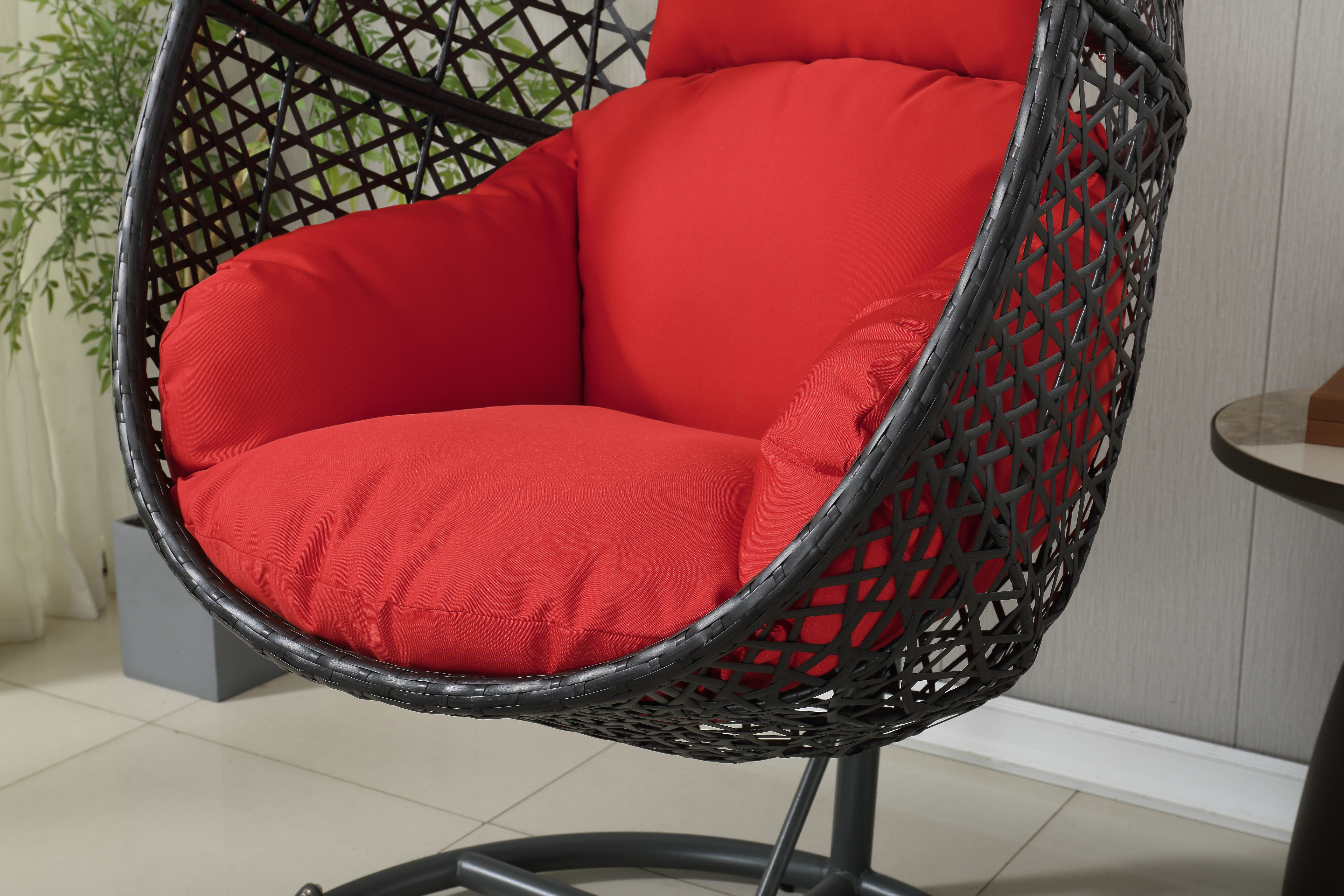 Patio PE Rattan Swing Chair With Stand for Balcony, Courtyard