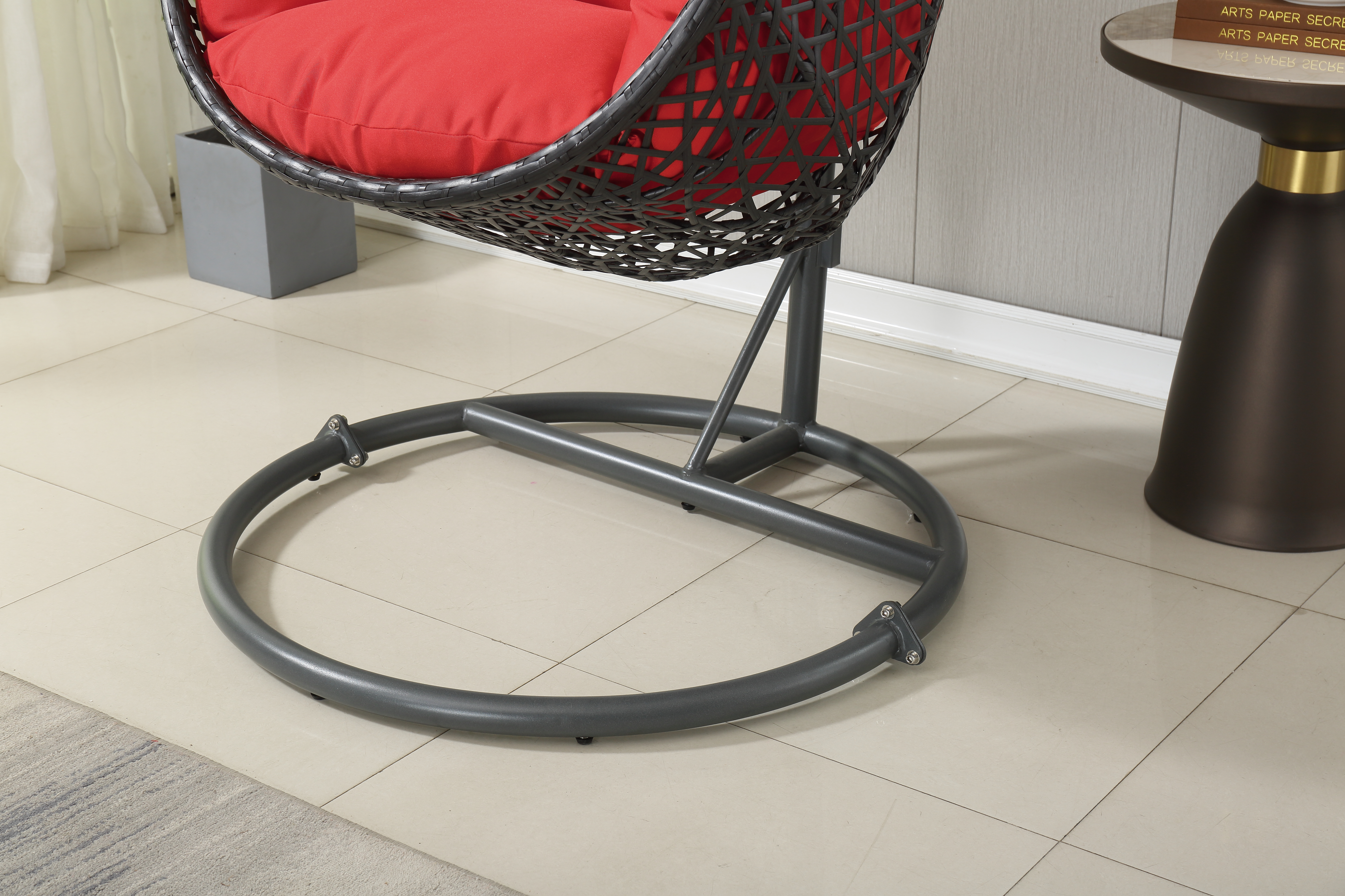 Patio PE Rattan Swing Chair With Stand for Balcony, Courtyard