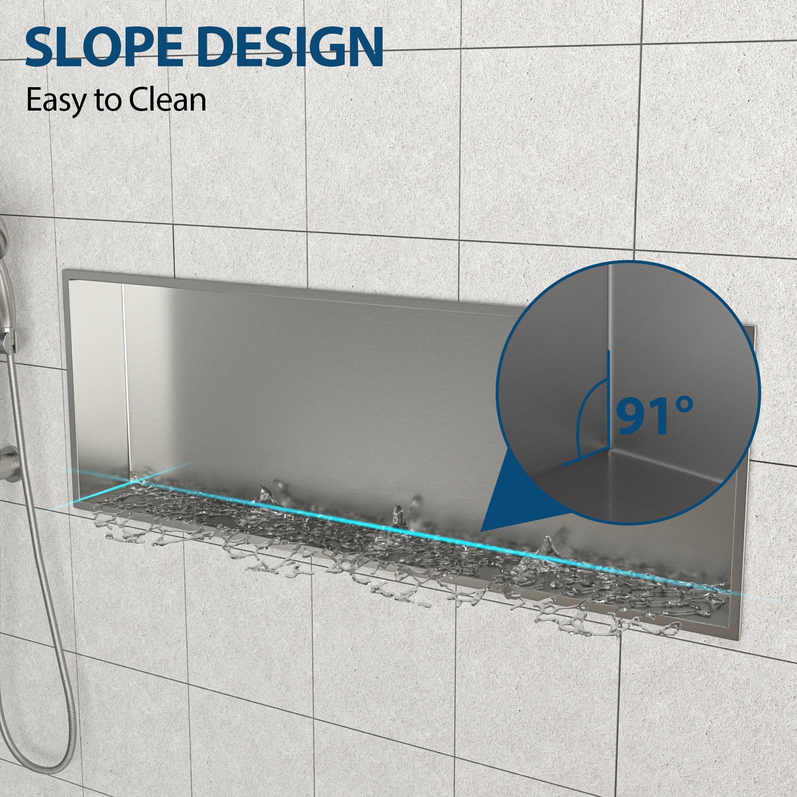 37" x 13" Stainless Steel Shower Niche, Brushed Nickel