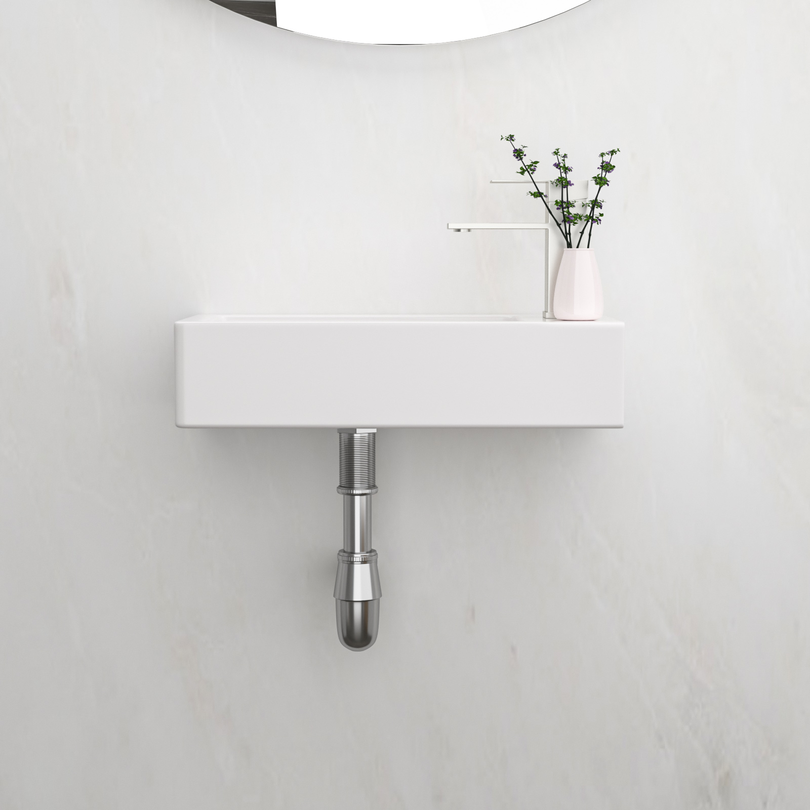 14.57x7.28 Inch White Ceramic Rectangle Wall Mount Bathroom Sink with Single Faucet Hole