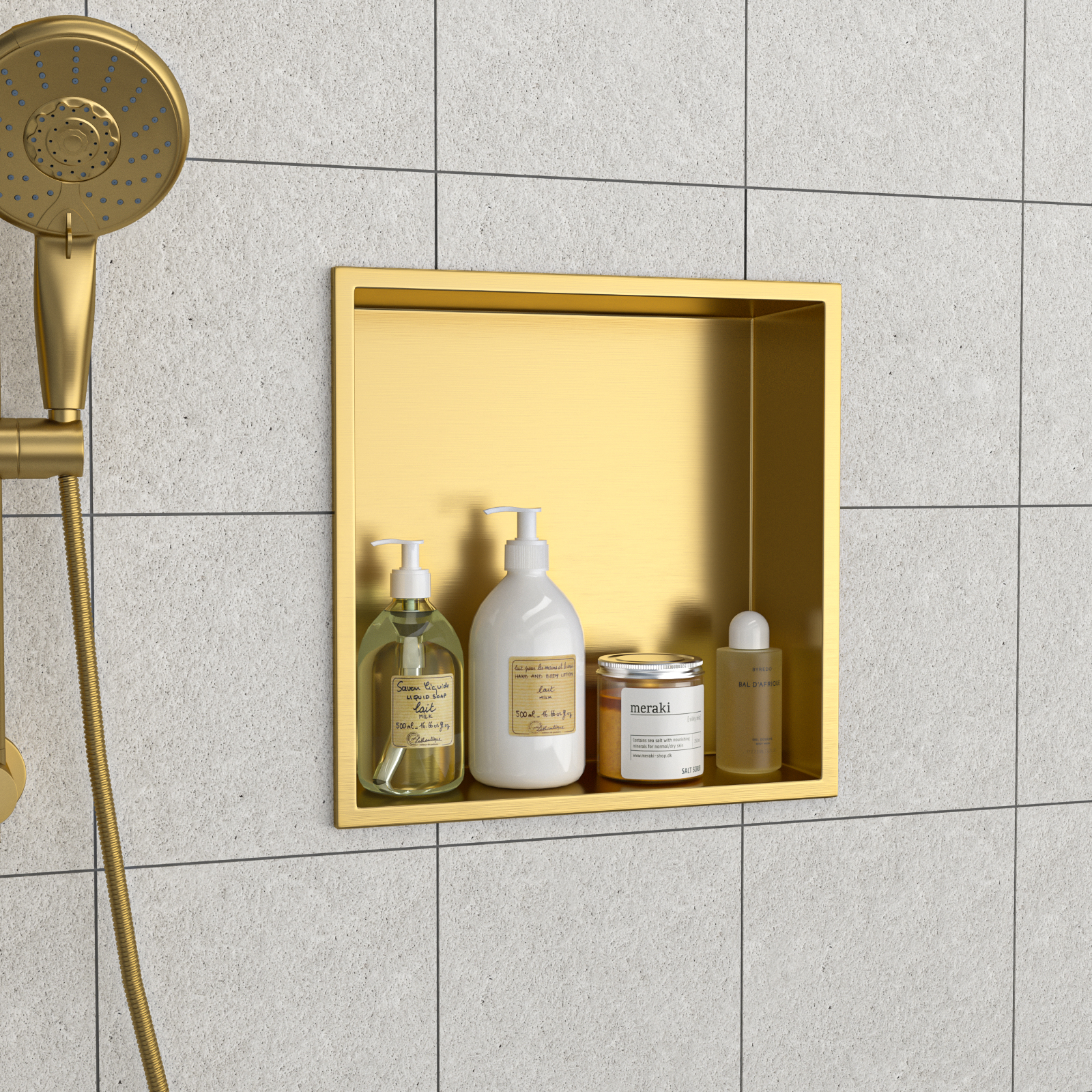 13" x 13" Stainless Steel Shower Niche, Gold