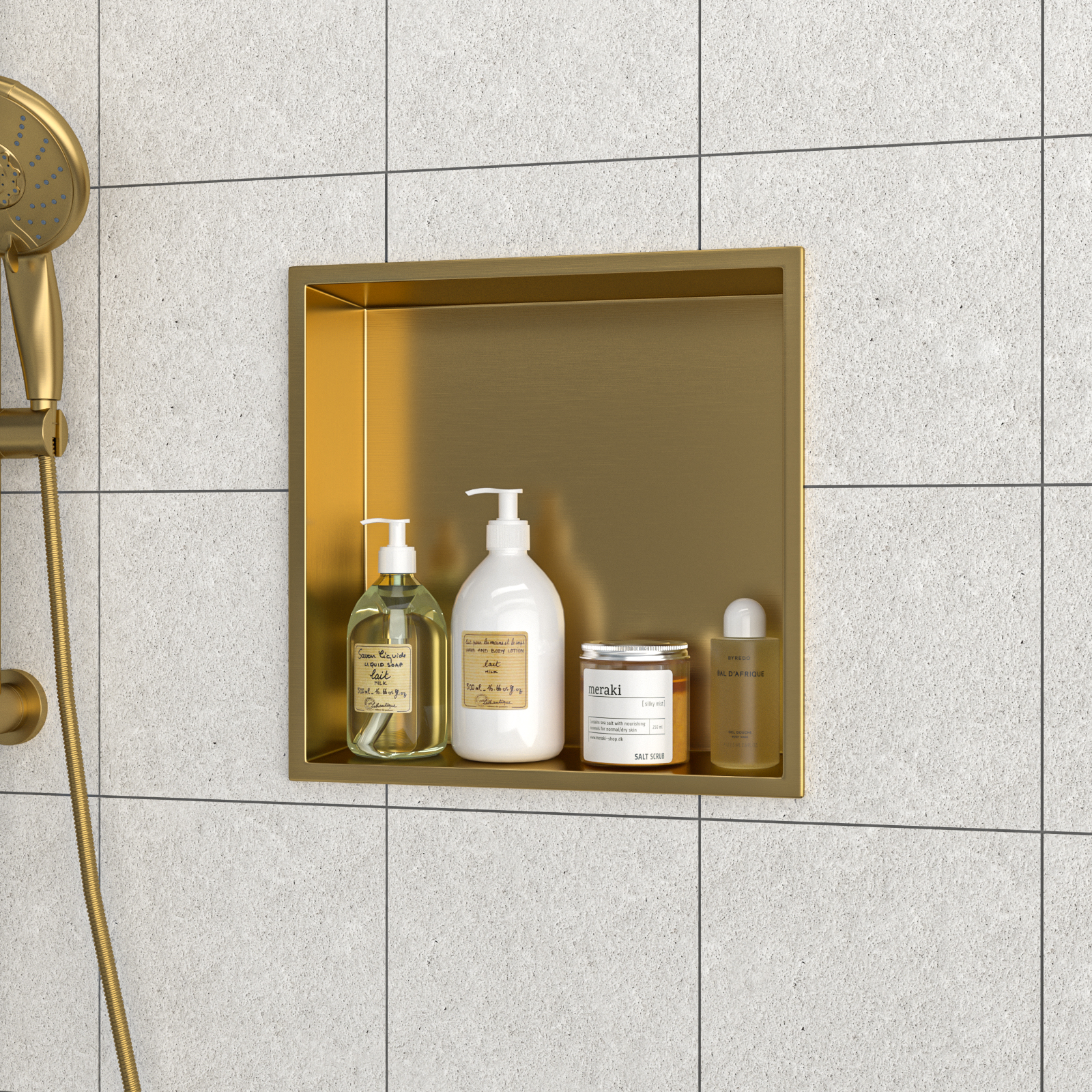 13" x 13" Stainless Steel Shower Niche, Gold