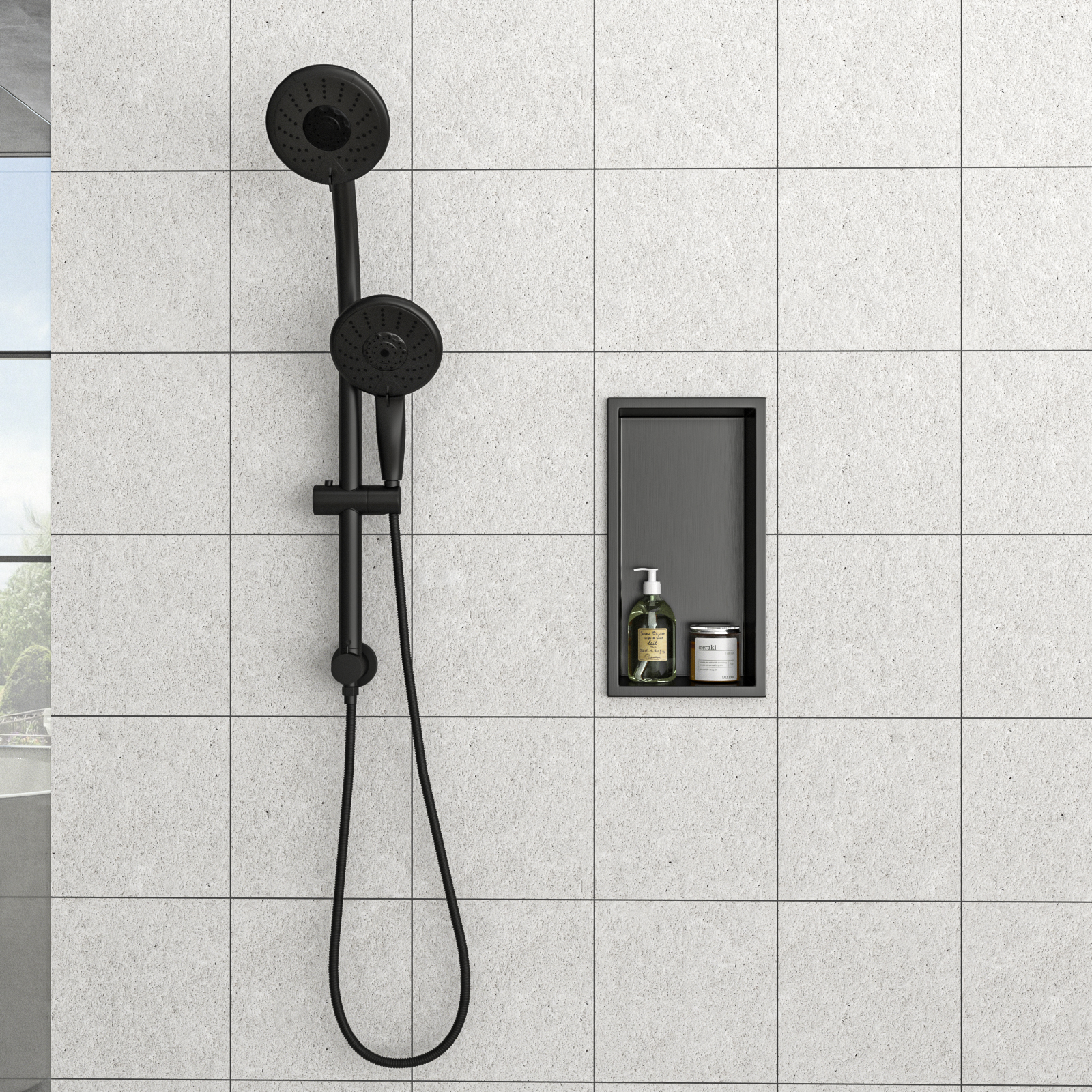 13" x 7" Stainless Steel Shower Niche , Gunmetal Black