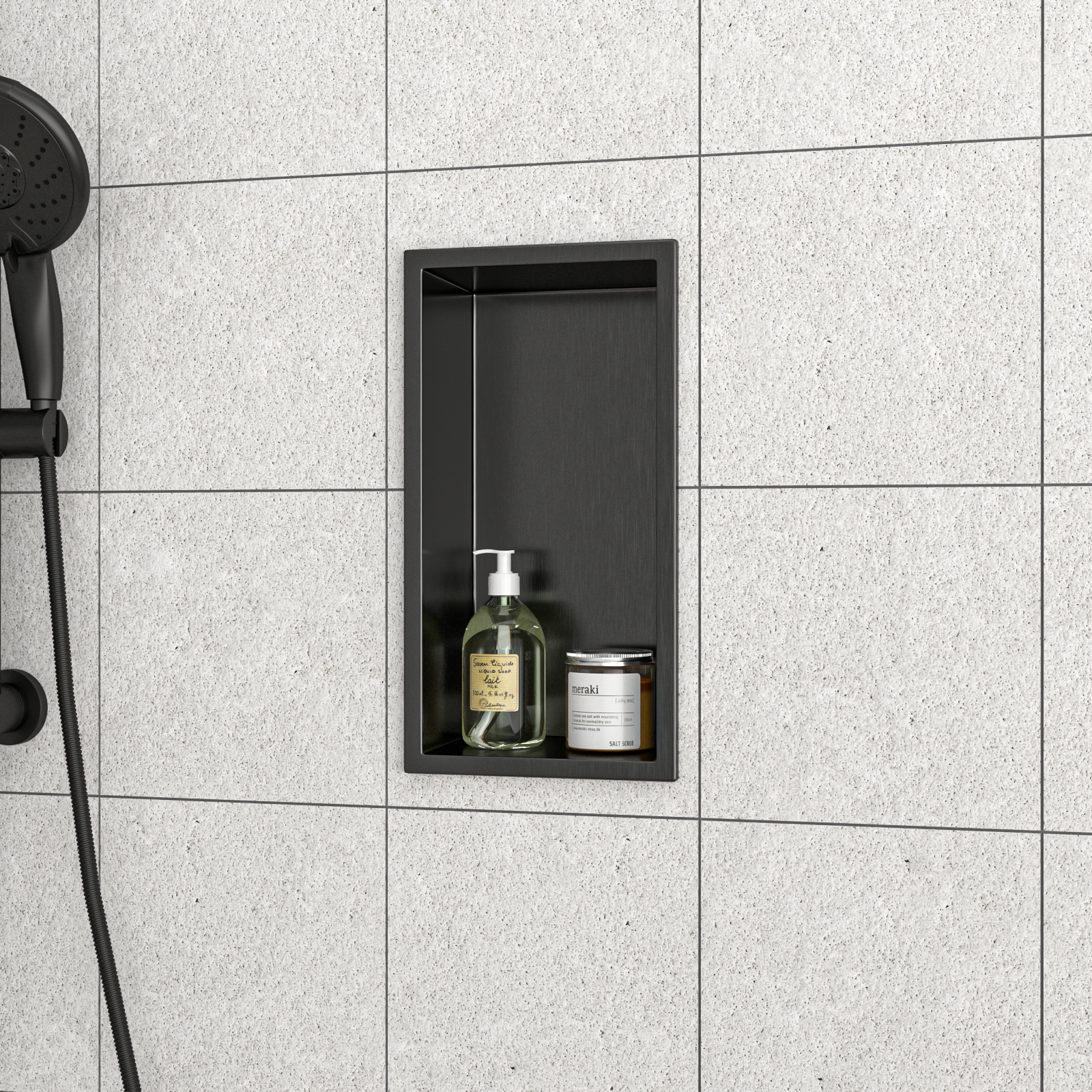 13" x 7" Stainless Steel Shower Niche , Gunmetal Black