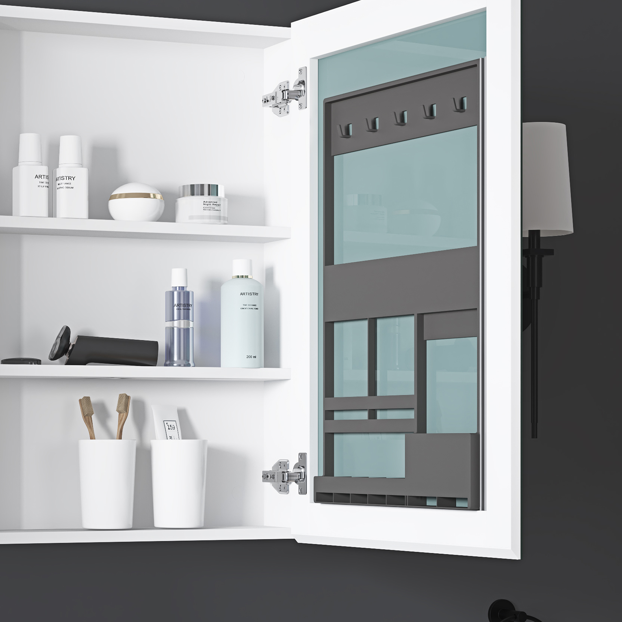 40'' W x 30'' H Surface Frameless Mirror Medicine Cabinet, Beveled Mirror Edges Bathroom Medicine Cabinet