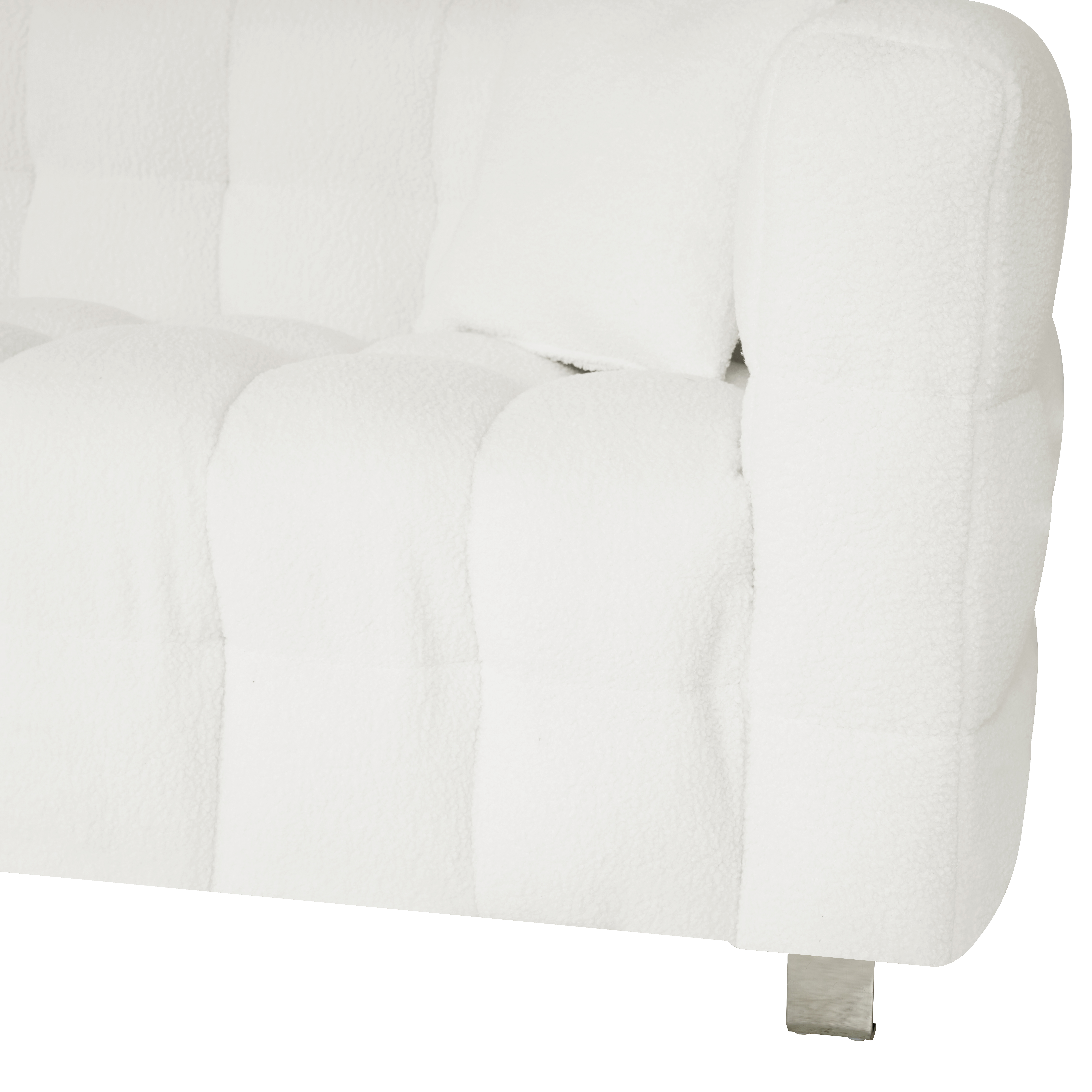 Beige White and teddy plush sofa 80 inch discharge in living room bedroom with two throw pillows hardware foot support