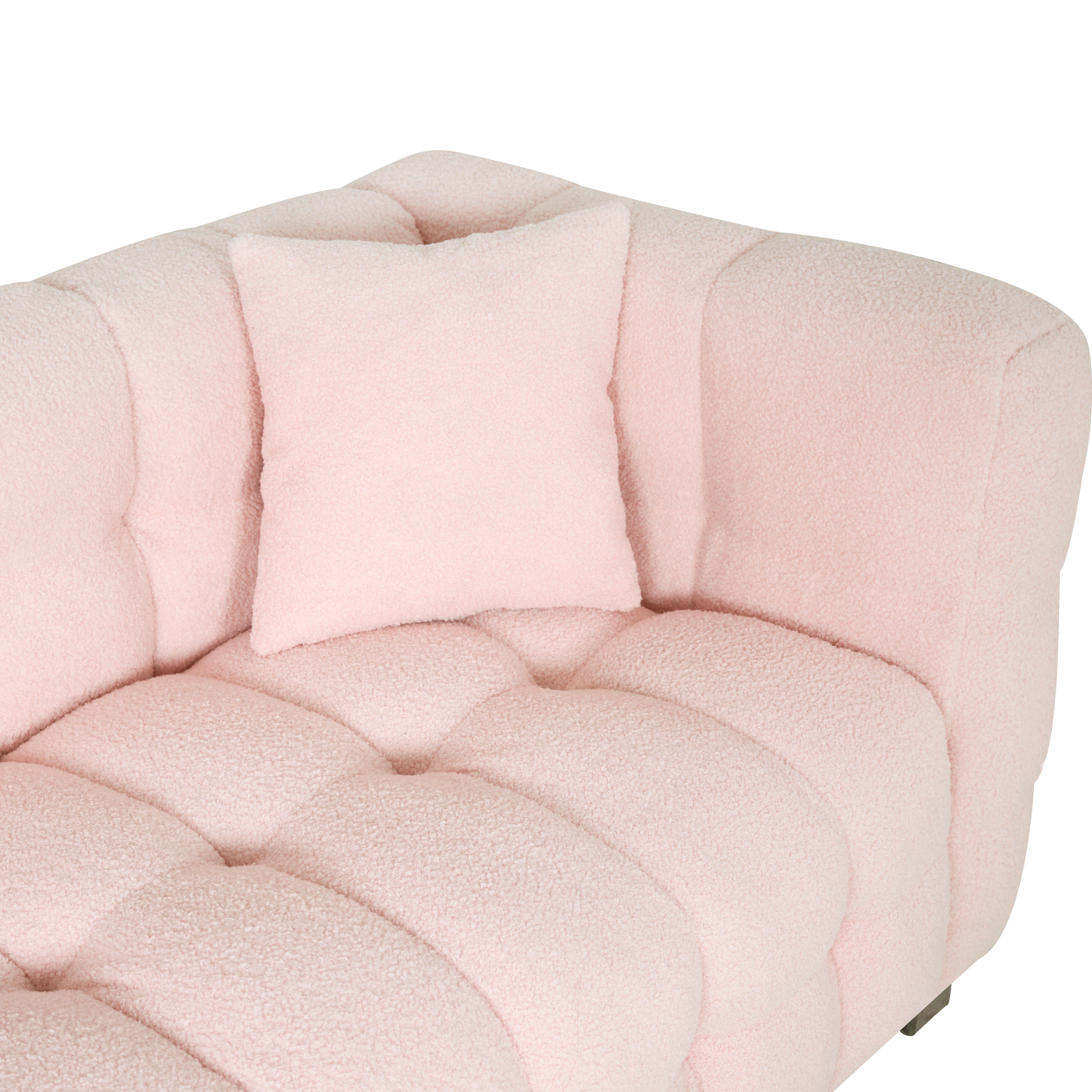 Pink teddy fleecesofa 80 inch discharge in living room bedroom with two throw pillows hardware foot support