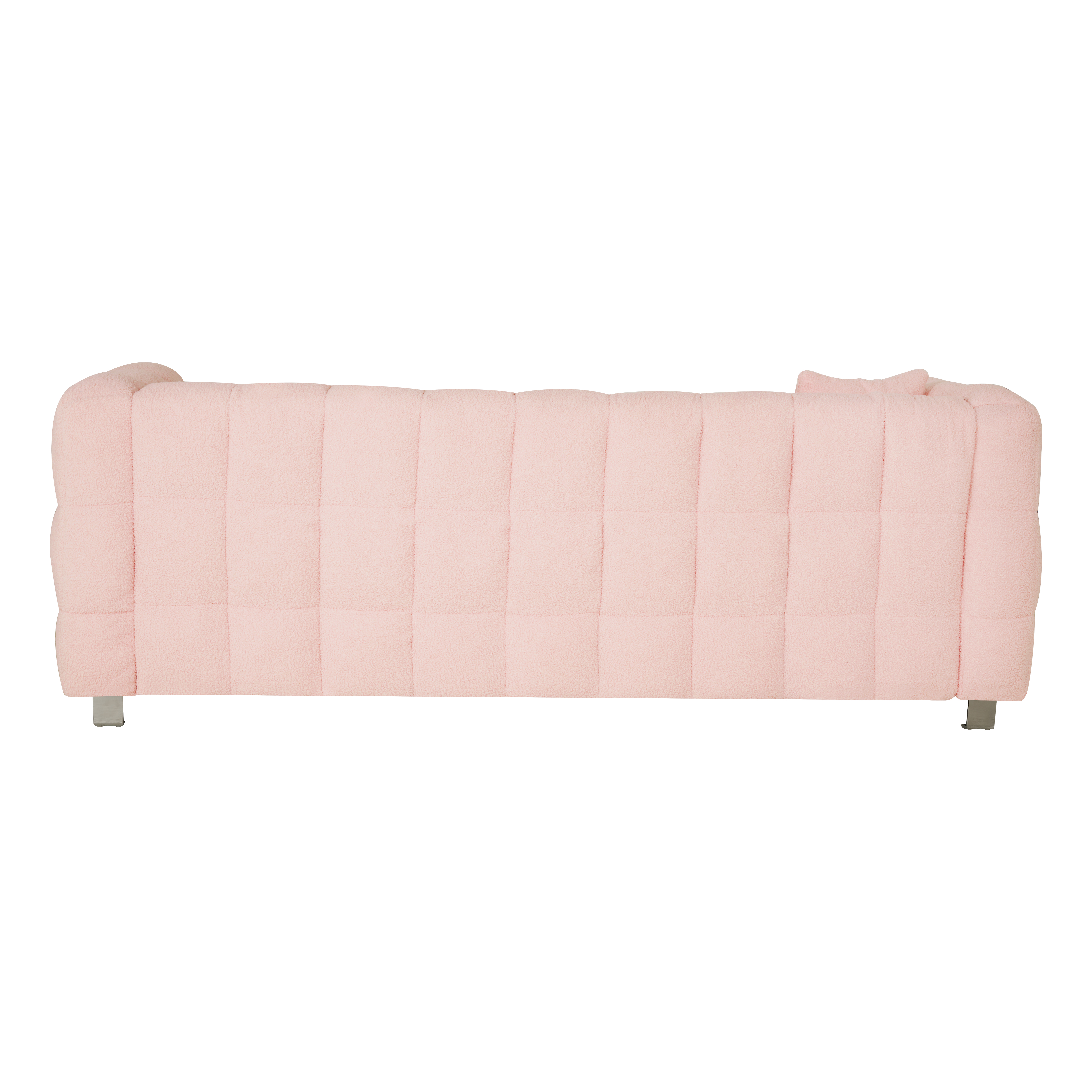 Pink teddy fleecesofa 80 inch discharge in living room bedroom with two throw pillows hardware foot support