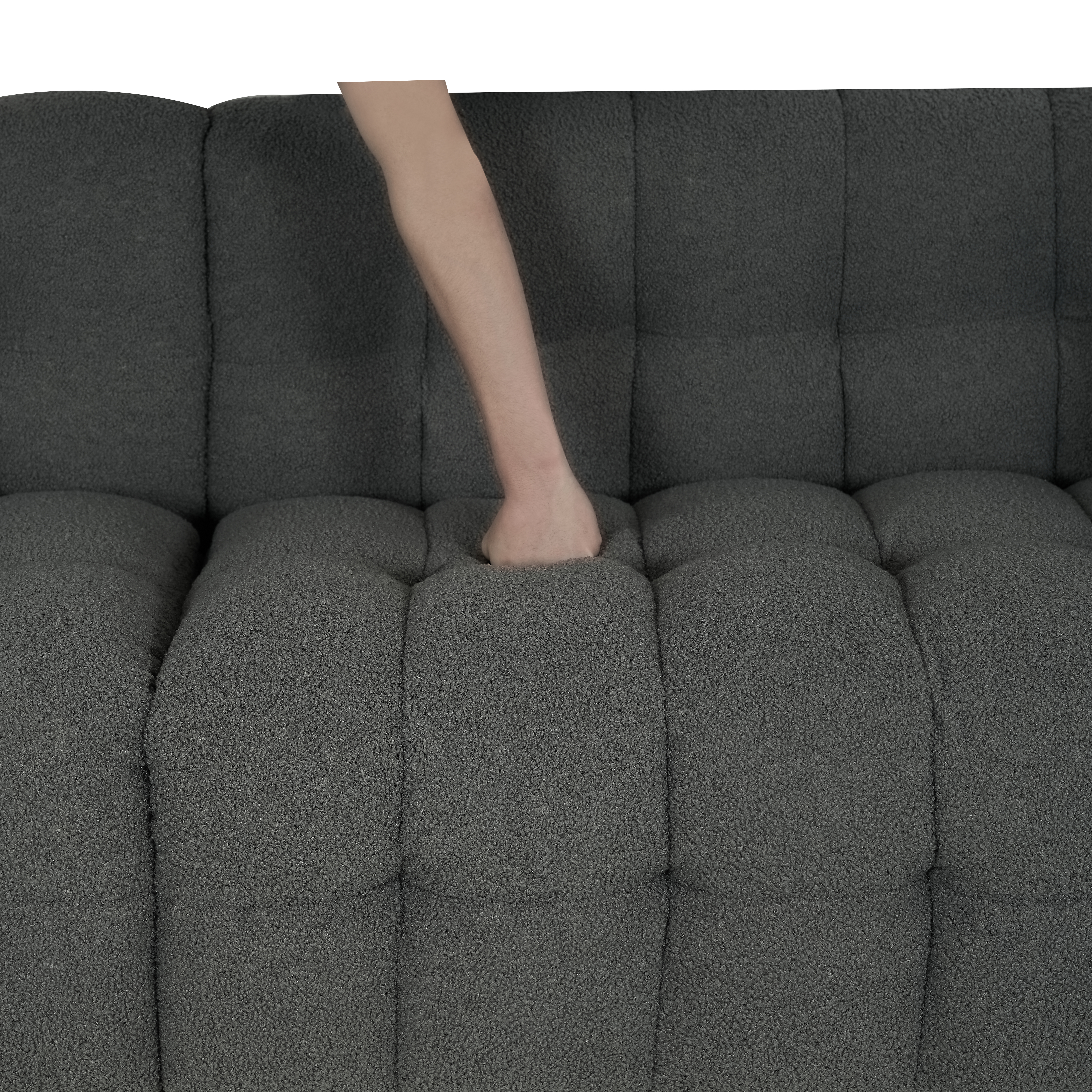 102-inch gray teddy velvet sofa with two throw pillows in living room Bedroom apartment sofa supported by hardware feet