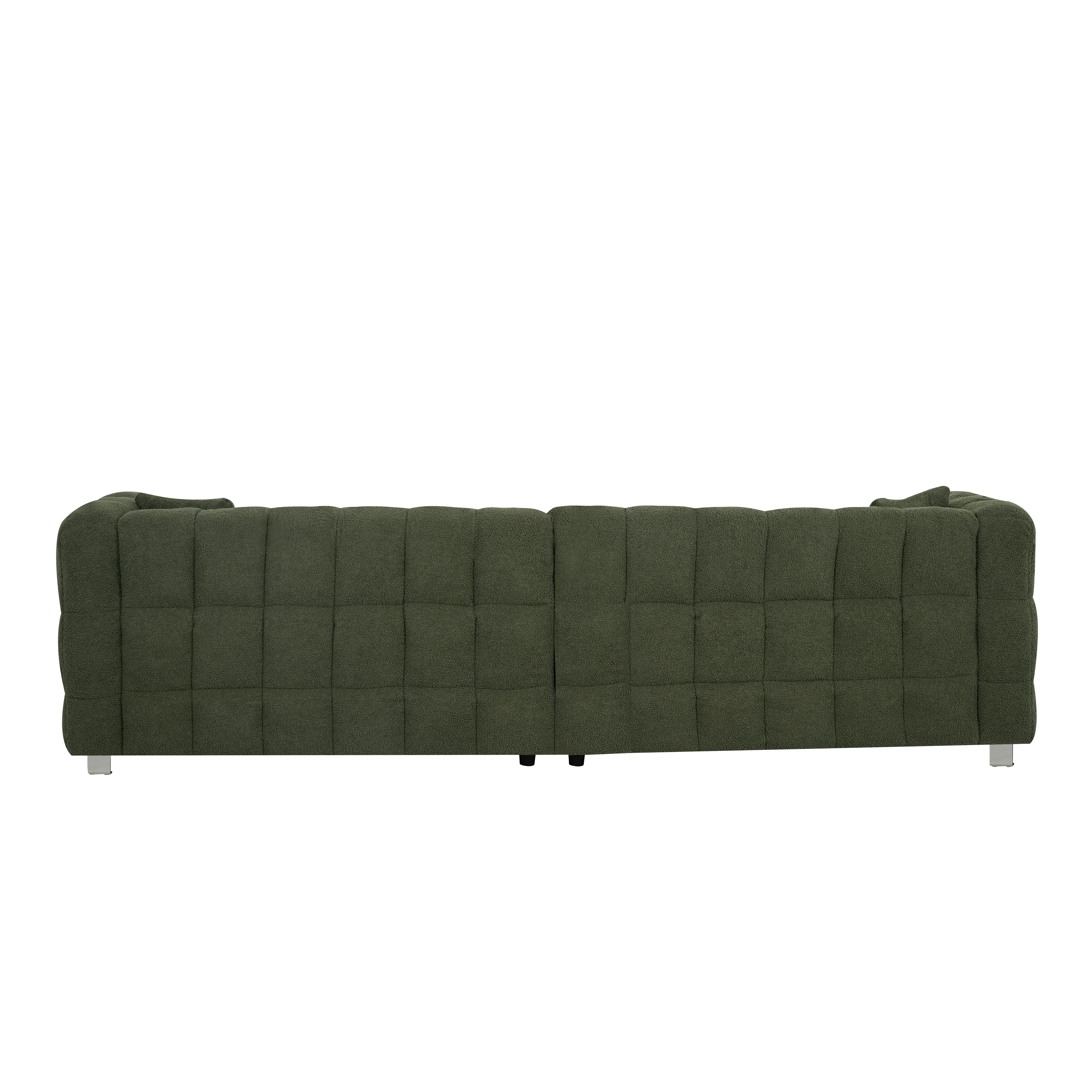 102-inch green teddy fleece  sofa with two throw pillows in living room Bedroom apartment sofa supported by hardware feet