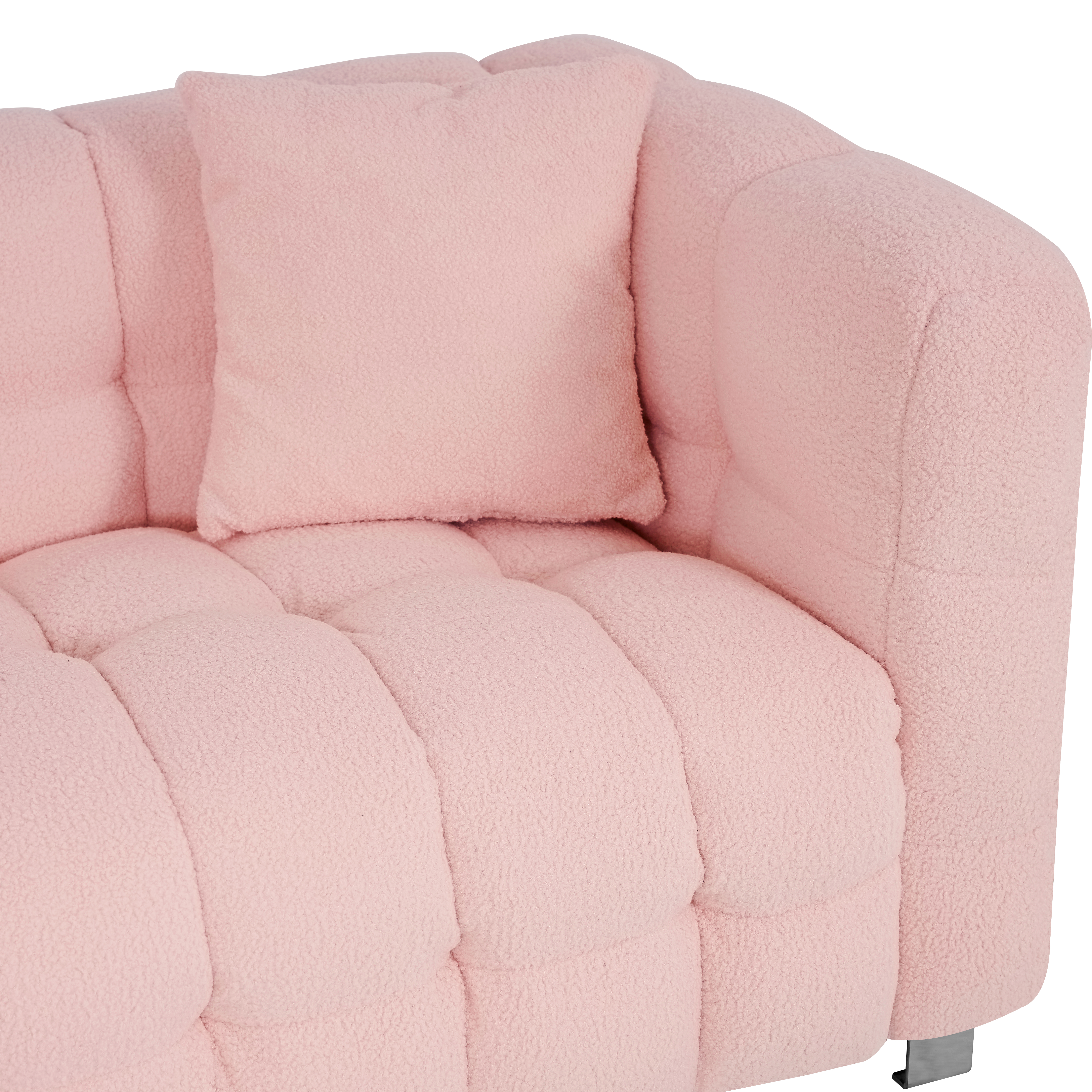 102-inch pink teddy fleece  sofa with two throw pillows in living room Bedroom apartment sofa supported by hardware feet