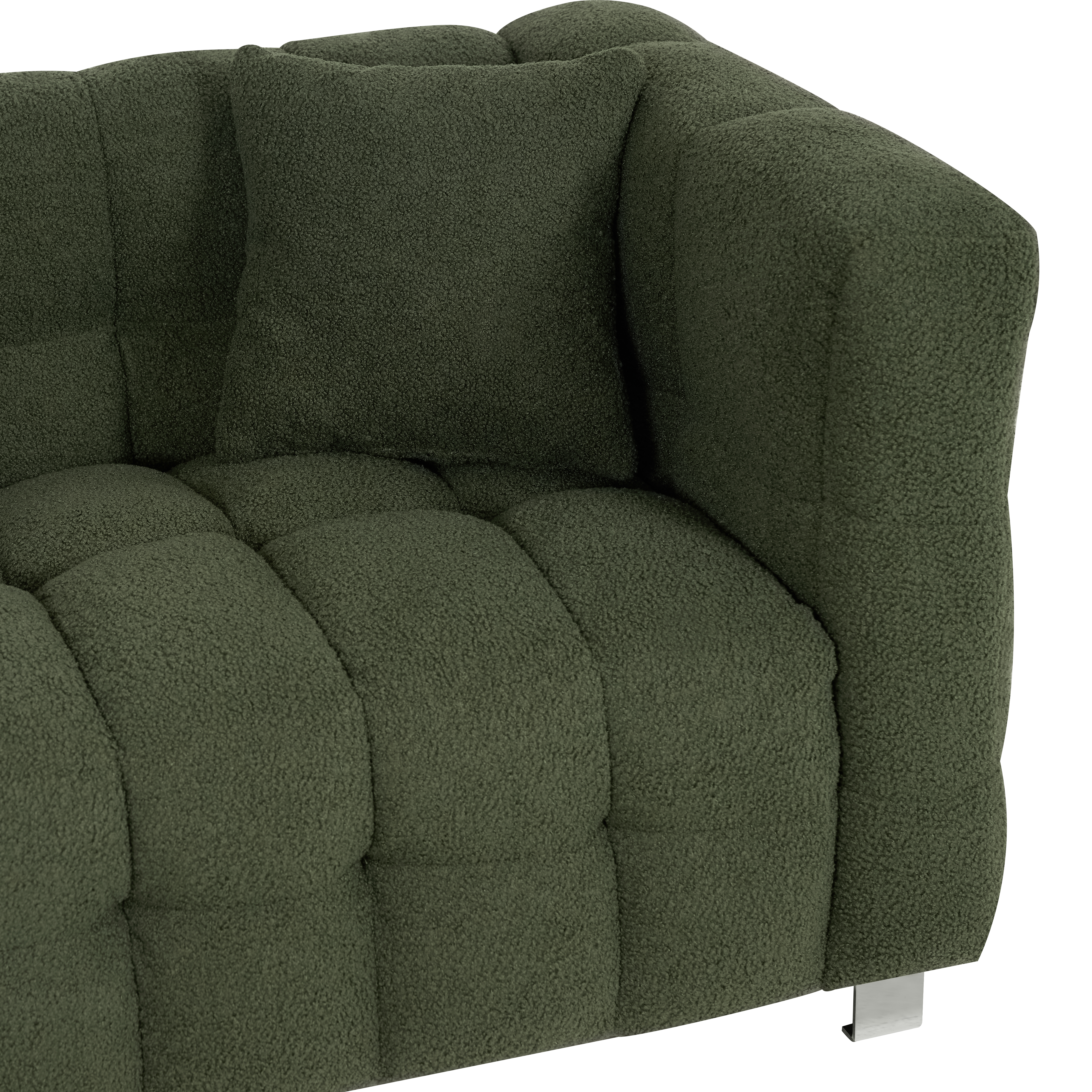 102-inch green teddy fleece  sofa with two throw pillows in living room Bedroom apartment sofa supported by hardware feet