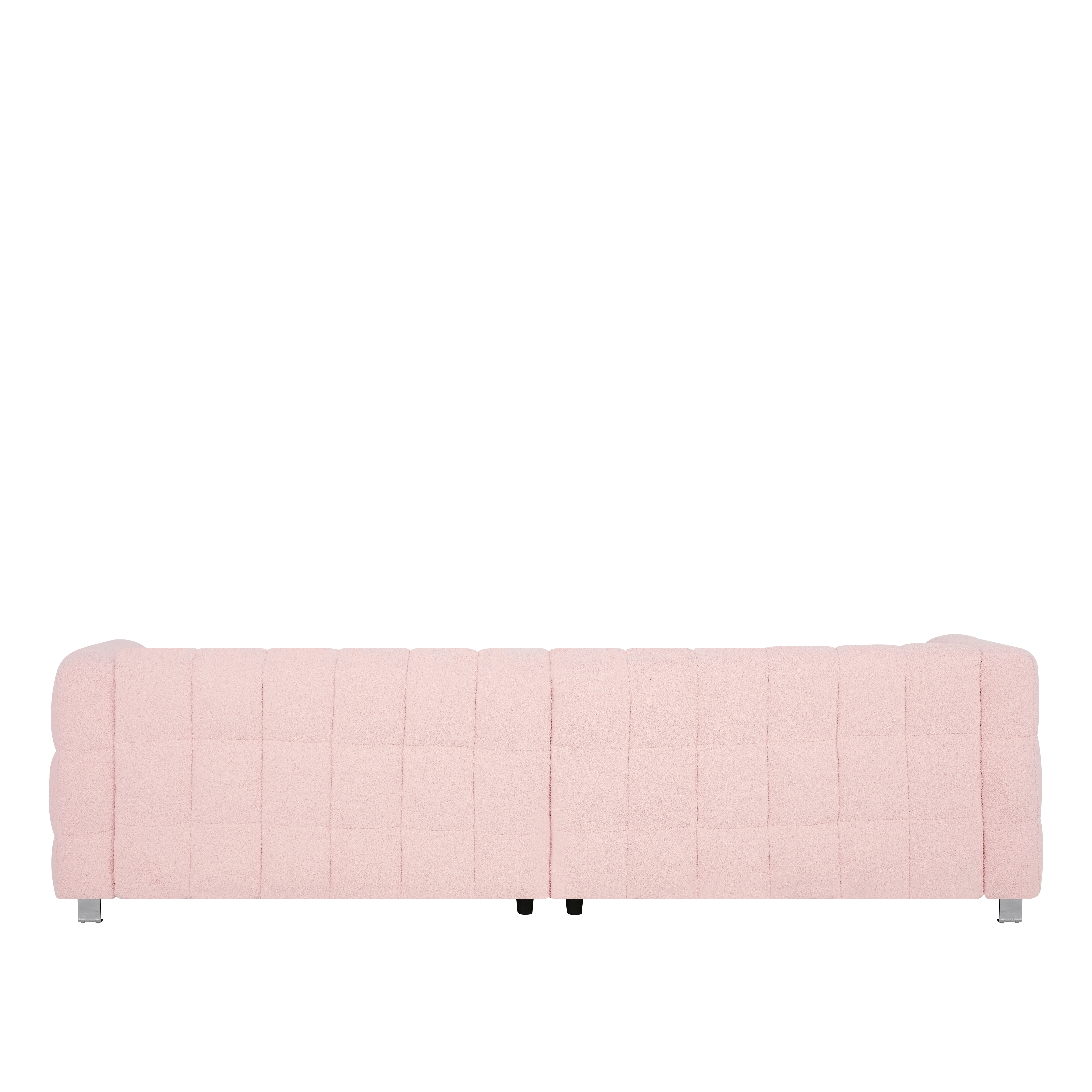 102-inch pink teddy fleece  sofa with two throw pillows in living room Bedroom apartment sofa supported by hardware feet