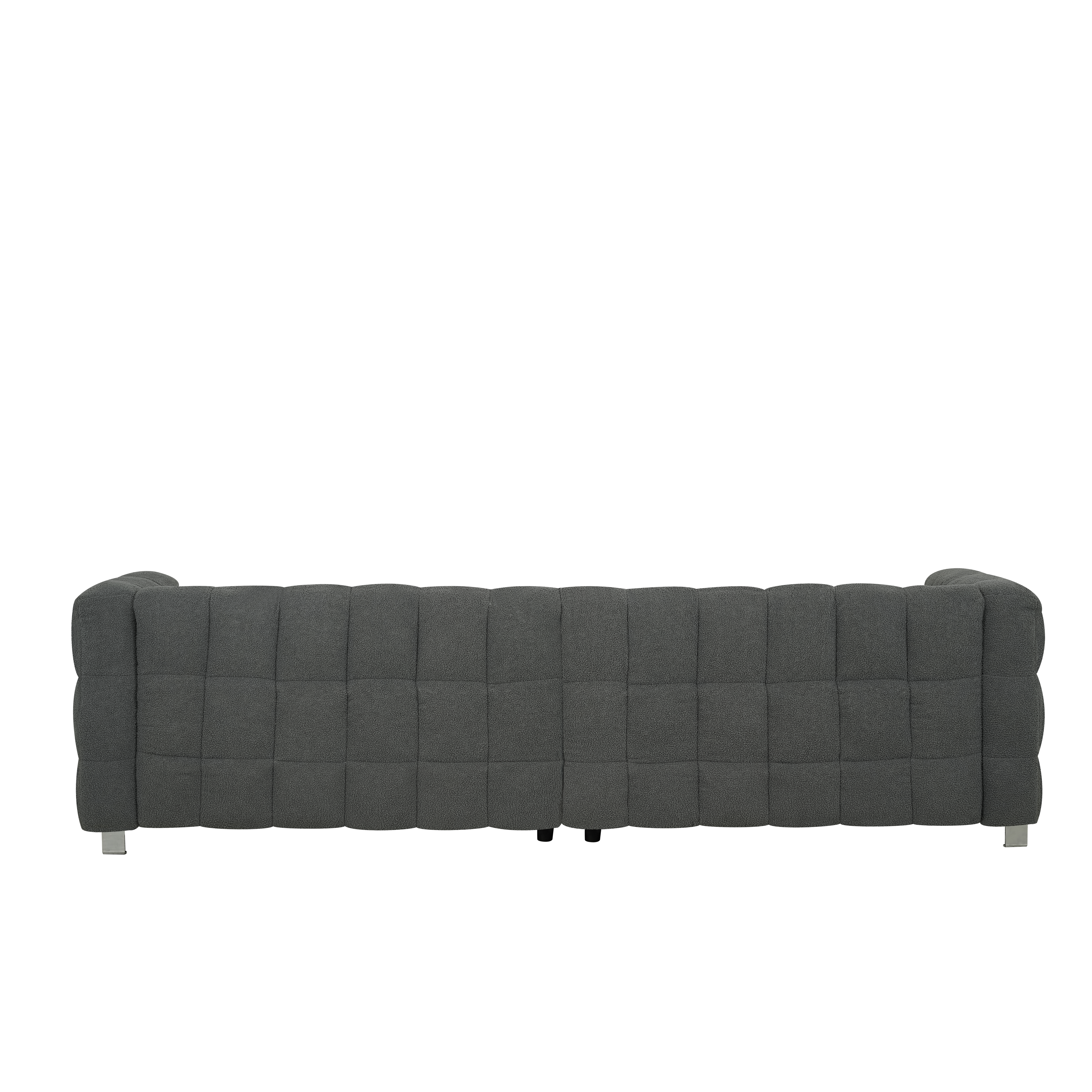 102-inch gray teddy velvet sofa with two throw pillows in living room Bedroom apartment sofa supported by hardware feet