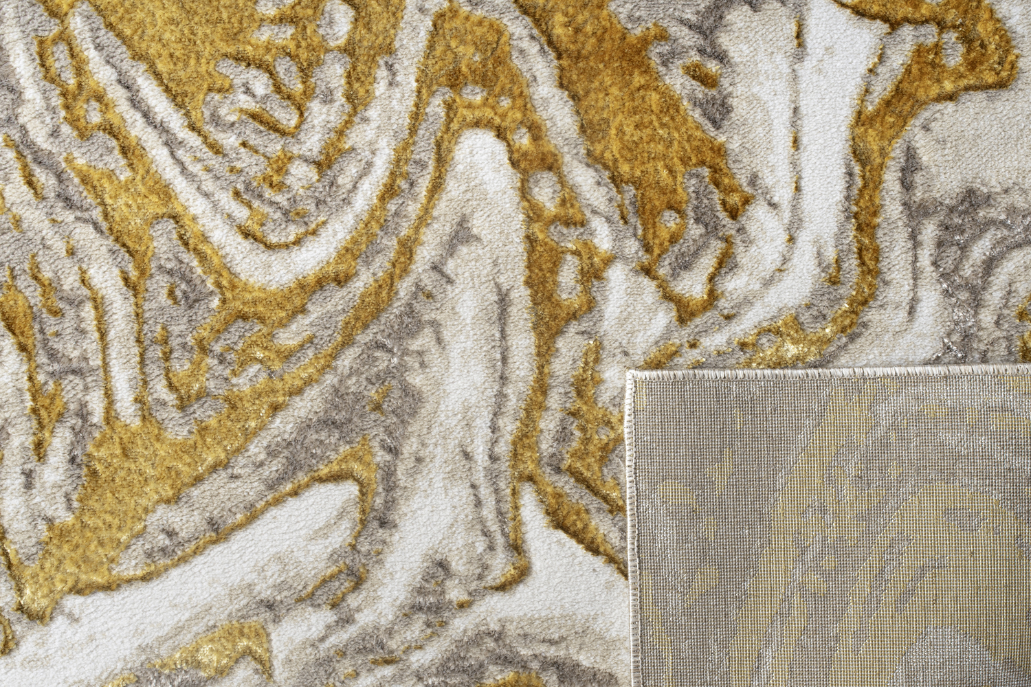 "Paz" Luxury Area Rug in Beige and Gold Abstract Design