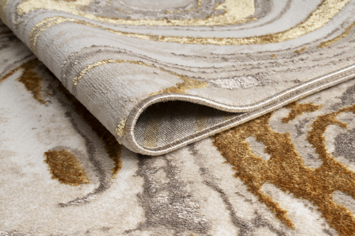 "Paz" Luxury Area Rug in Beige and Gold Abstract Design