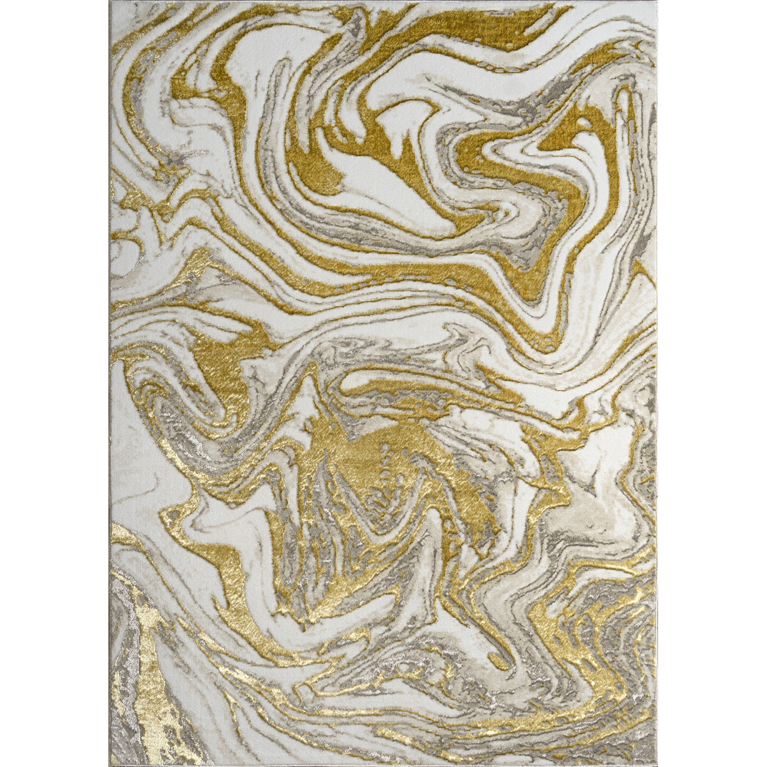 "Paz" Luxury Area Rug in Beige and Gold Abstract Design