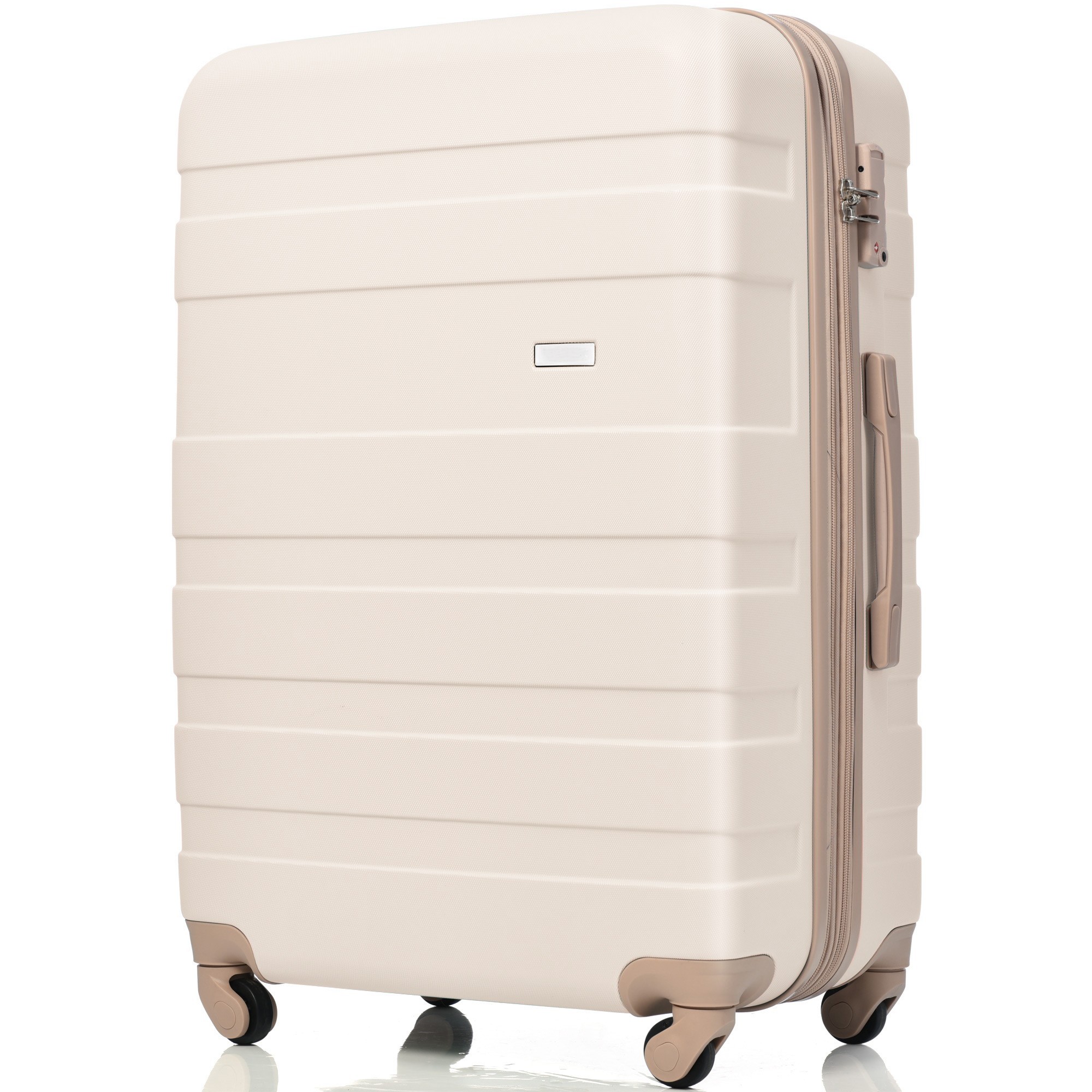 Luggage Sets New Model Expandable ABS Hardshell 3pcs Clearance Luggage Hardside Lightweight Durable Suitcase sets Spinner Wheels Suitcase with TSA Lock 20''24''28''( Ivory and Golden)