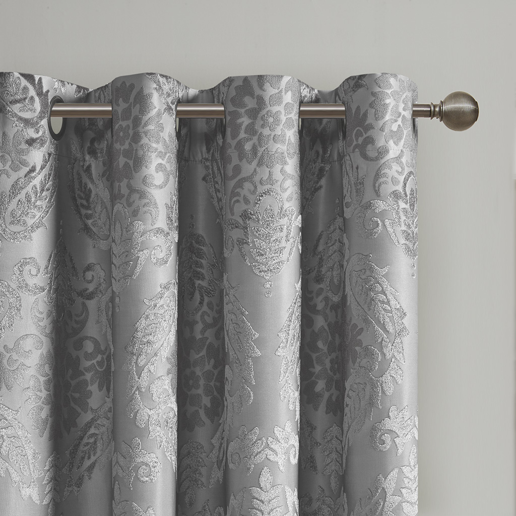 Knitted Jacquard Paisley Total Blackout Grommet Top Curtain Panel