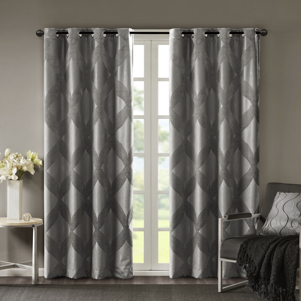 Ogee Knitted Jacquard Total Blackout Curtain Panel