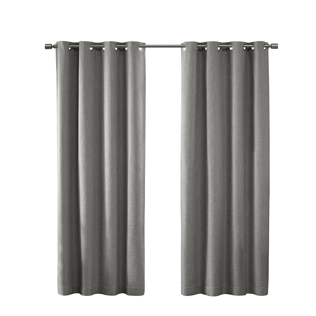 Printed Heathered Blackout Grommet Top Curtain Panel