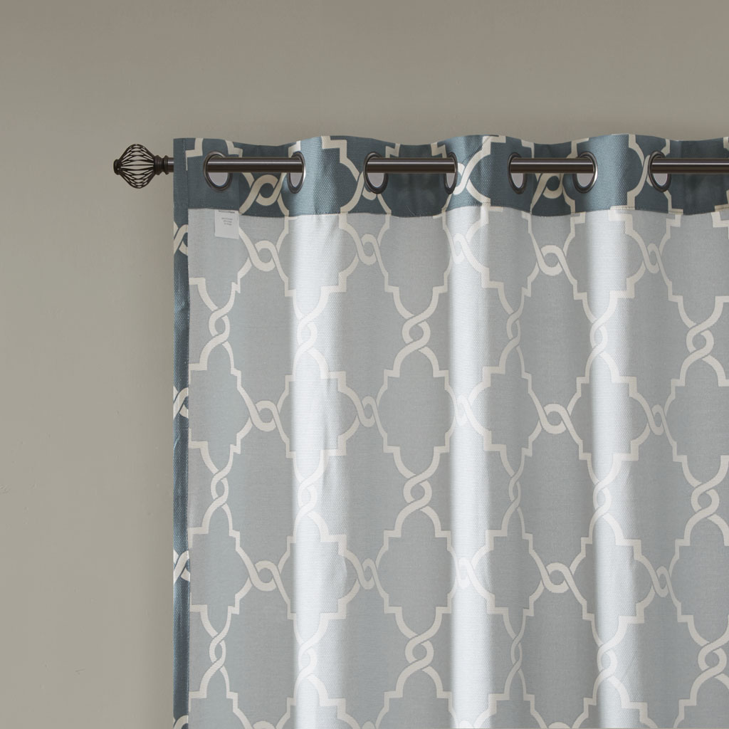 Fretwork Print Grommet Top Window Curtain Panel