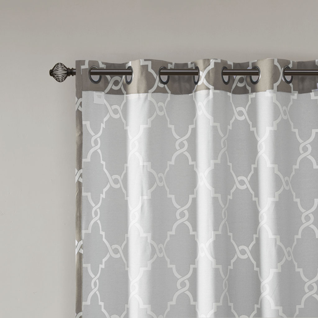 Fretwork Print Grommet Top Window Curtain Panel